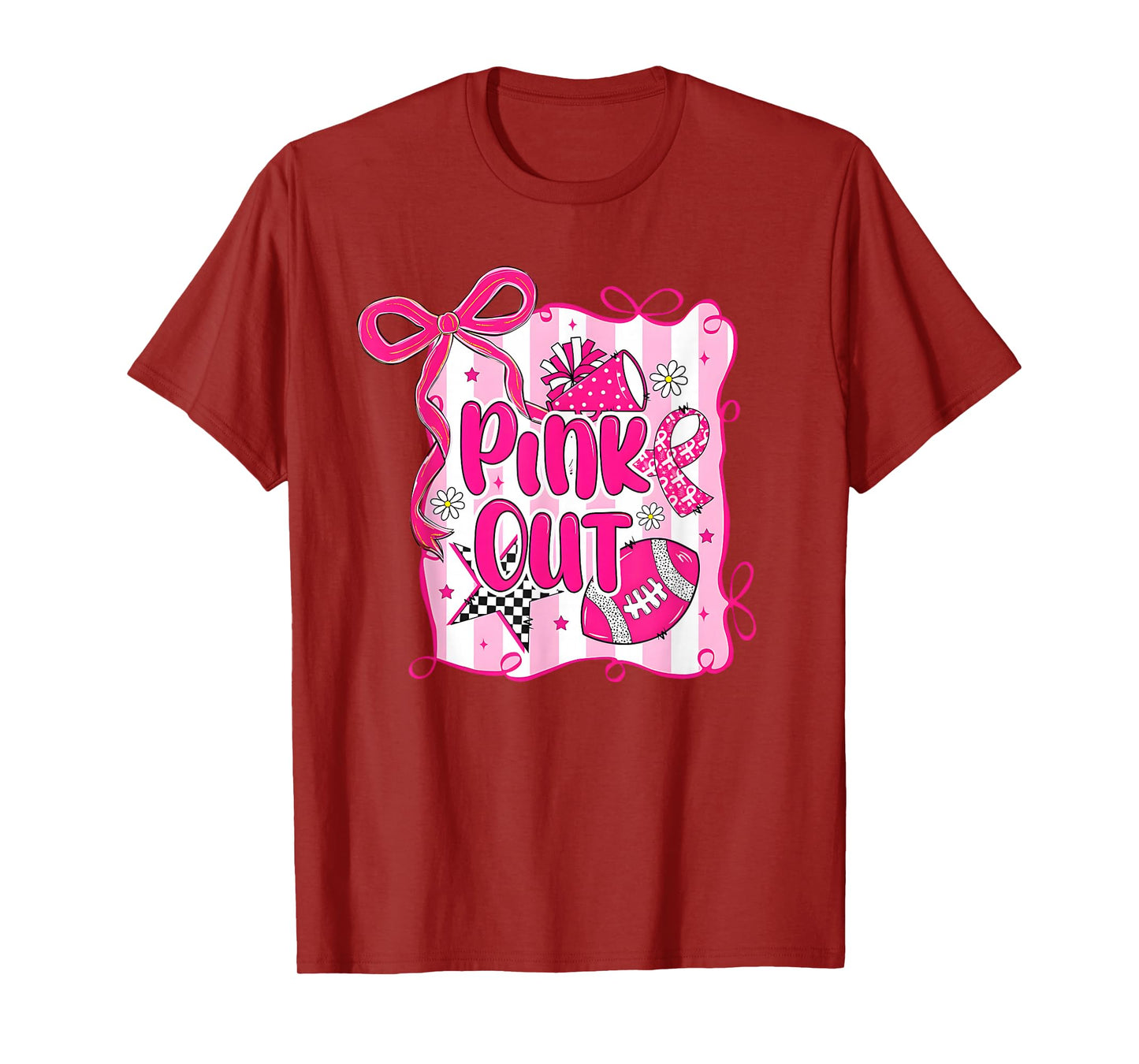 Retro Floral Pink Out Breast Cancer Awareness Tackle Cancer T-Shirt