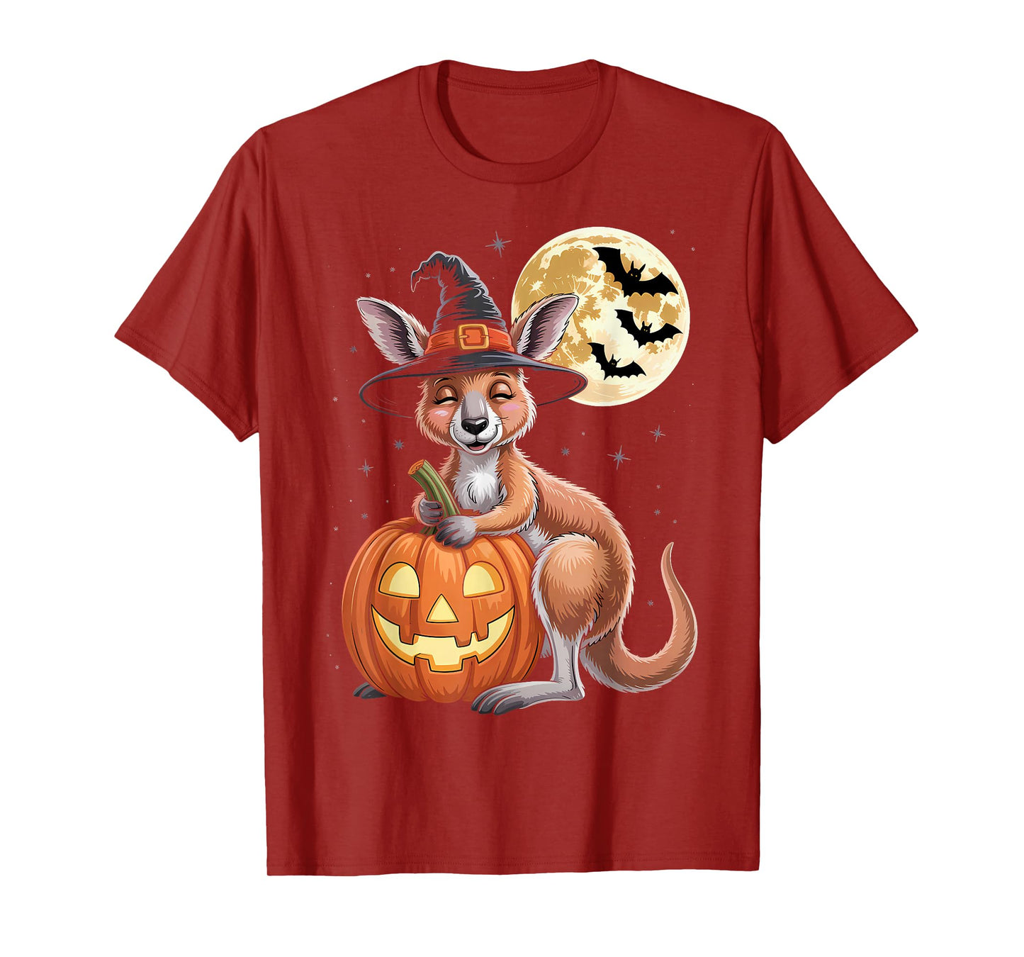 Halloween Kangaroo Witch Hat Pumpkin Spooky T-Shirt
