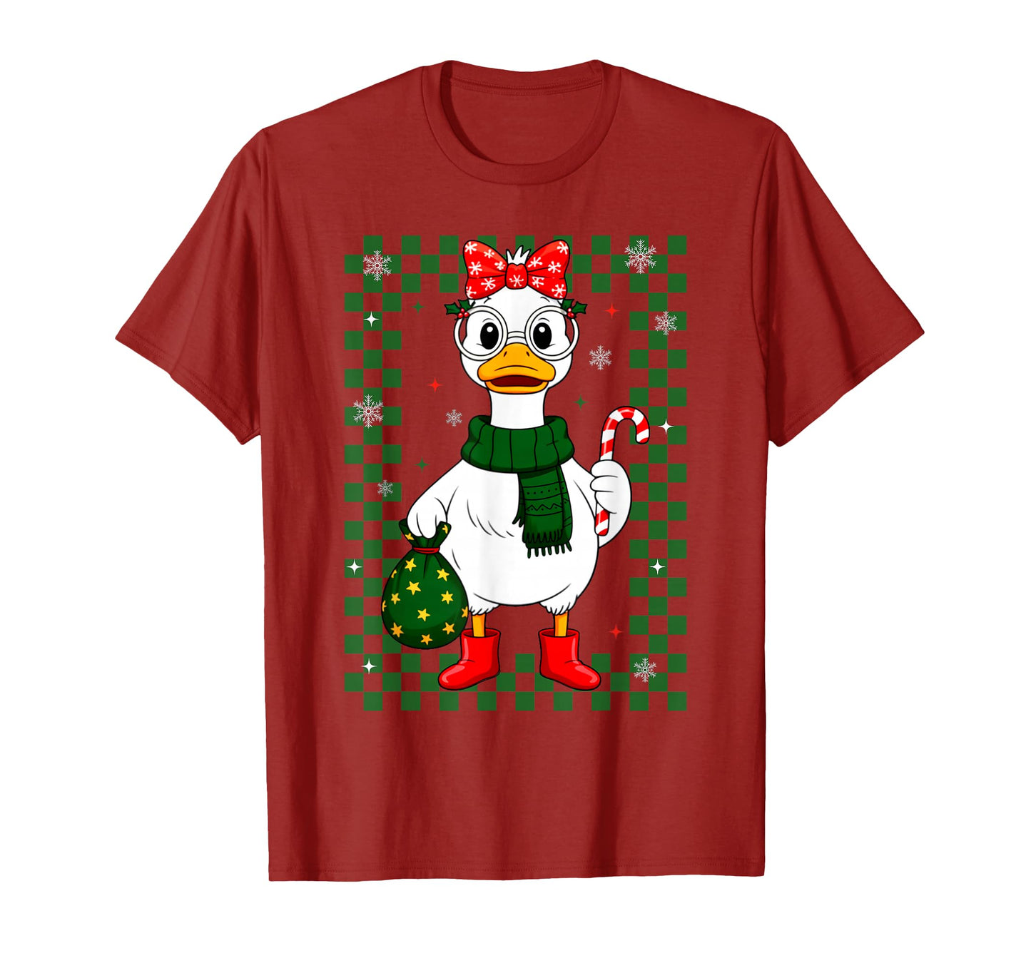 Christmas Candy Cane Goose Matching Couple Xmas Boys Girls T-Shirt