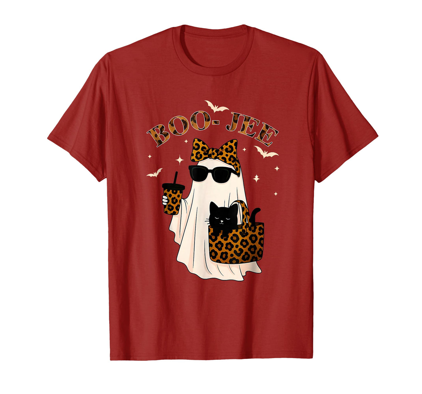 Coquette Leopard Ghost Coffee Boo-JEE Halloween Boujee Ghost T-Shirt