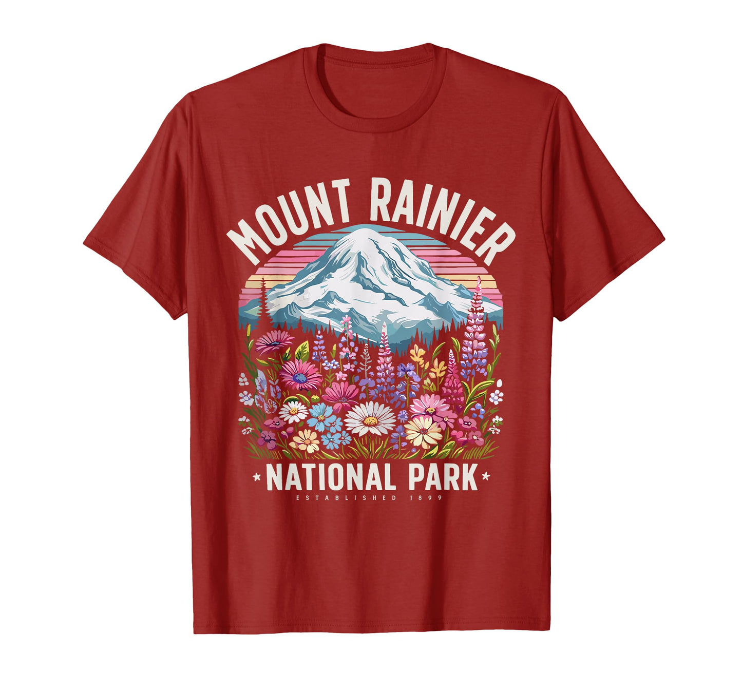 Floral Mount Rainier Washington Nature Lover Gift T-Shirt