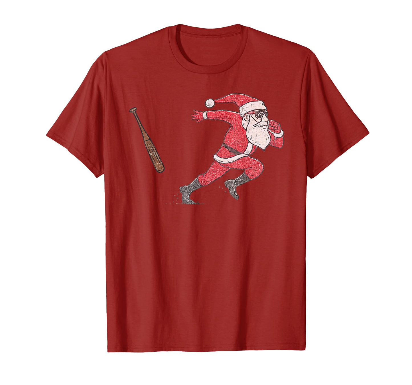 Santa Claus Playing Baseball Xmas Holiday Funny Christmas T-Shirt