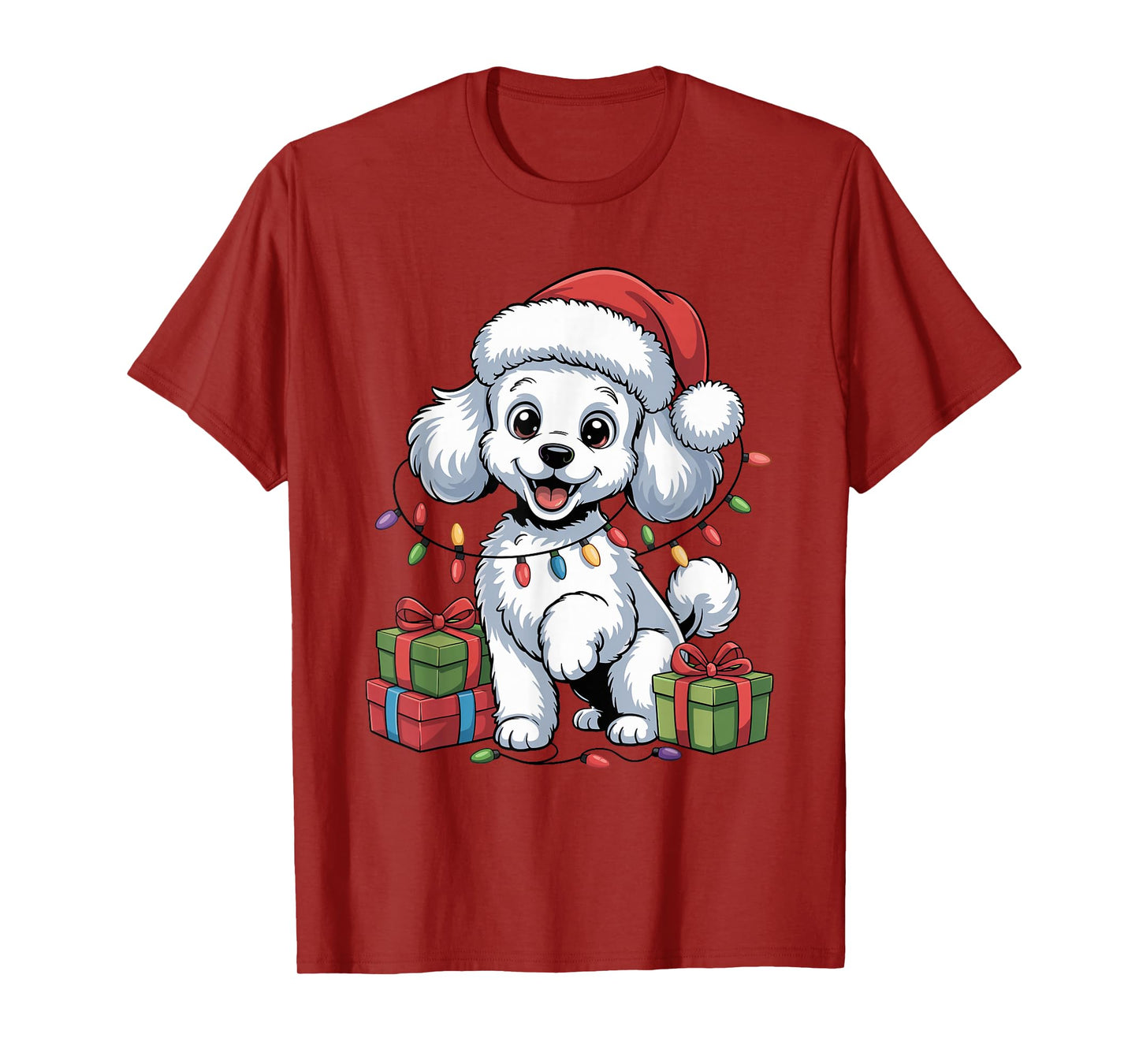 Cute Poodle Santa Hat Christmas Xmas Dog Lovers Holiday T-Shirt