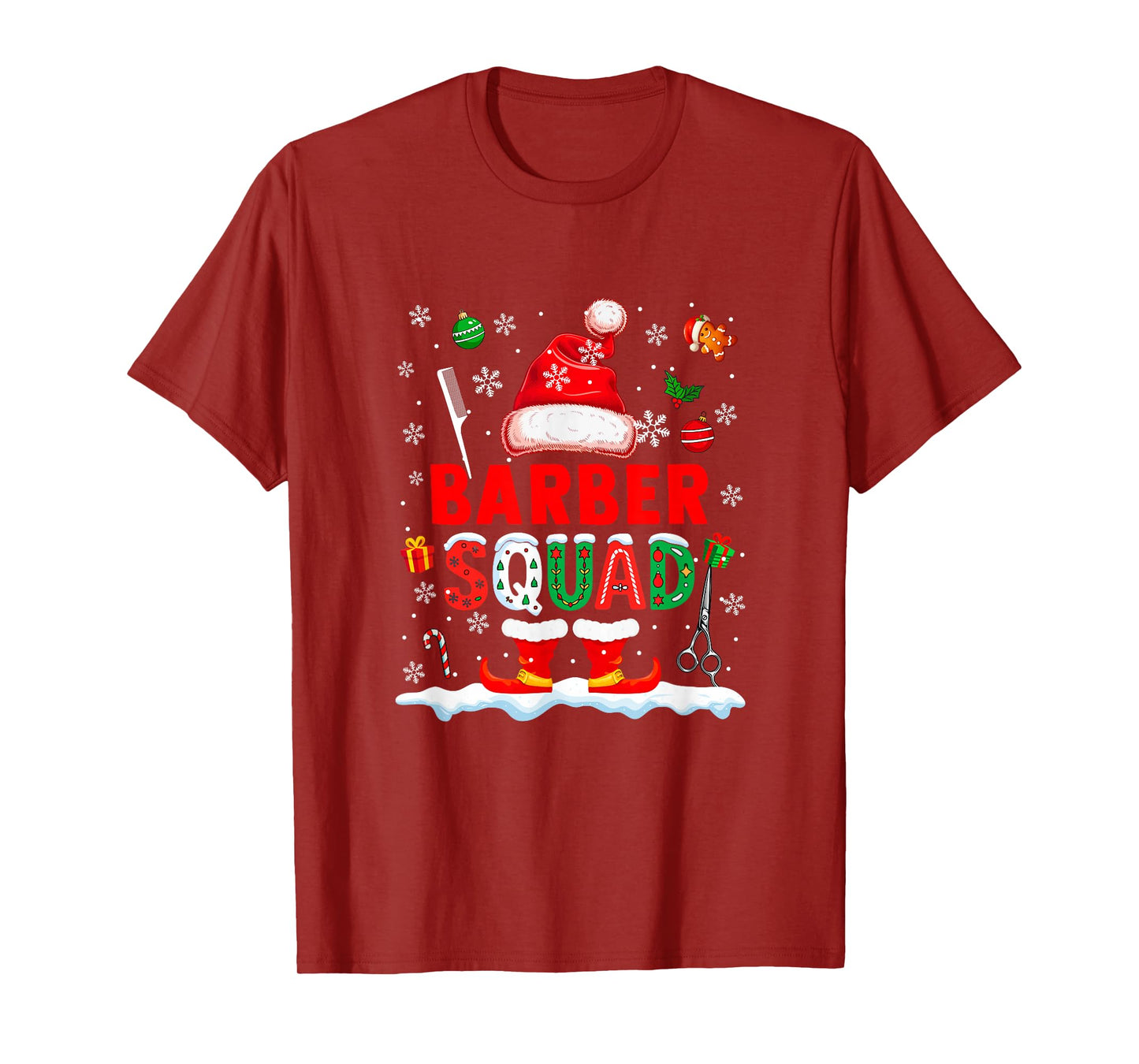 Barber Squad Men Job Christmas Santa Costume Bow Tie T-Shirt