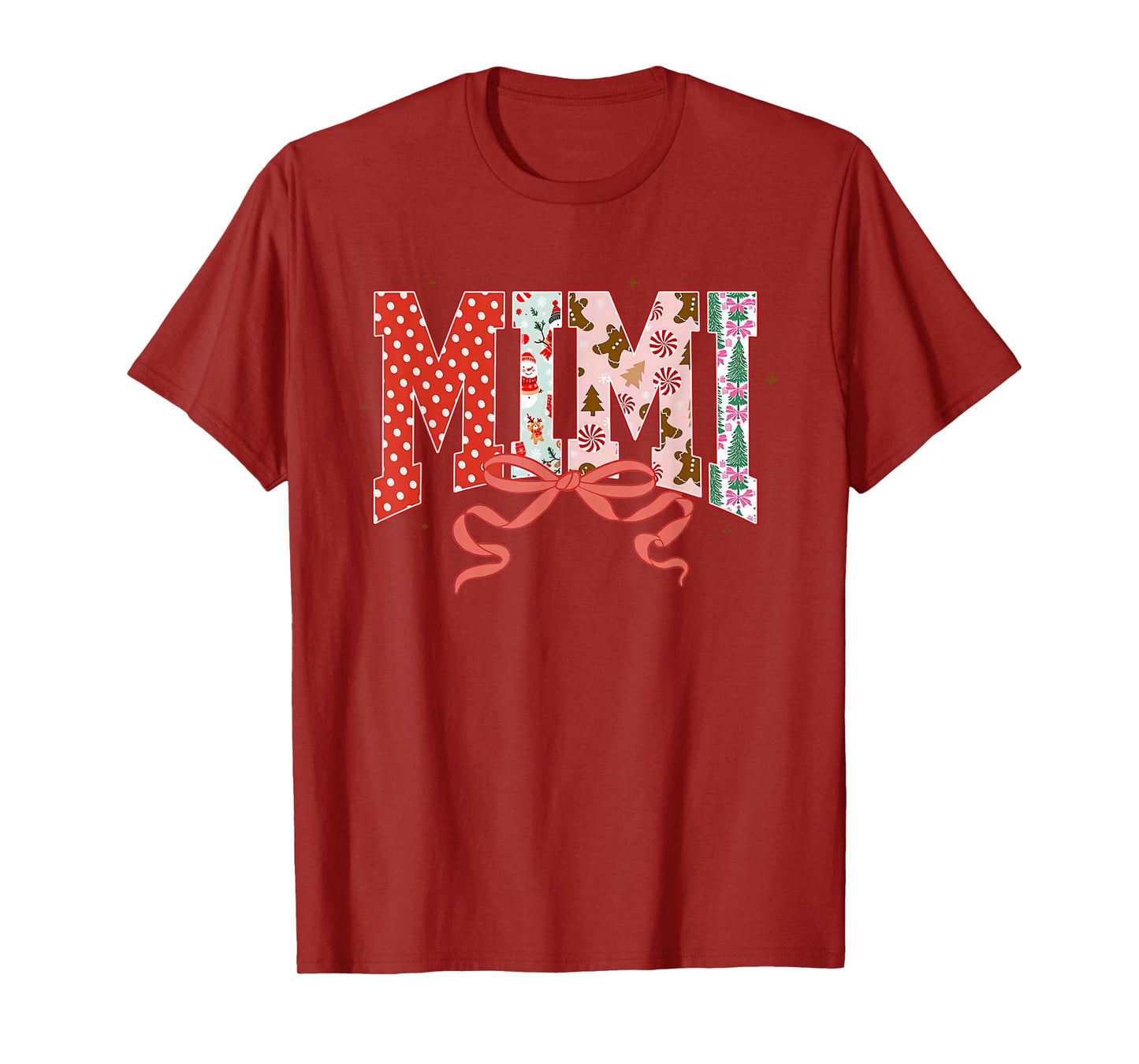 Mimi Cute Pink Coquette Bow Christmas Matching Family Xmas T-Shirt