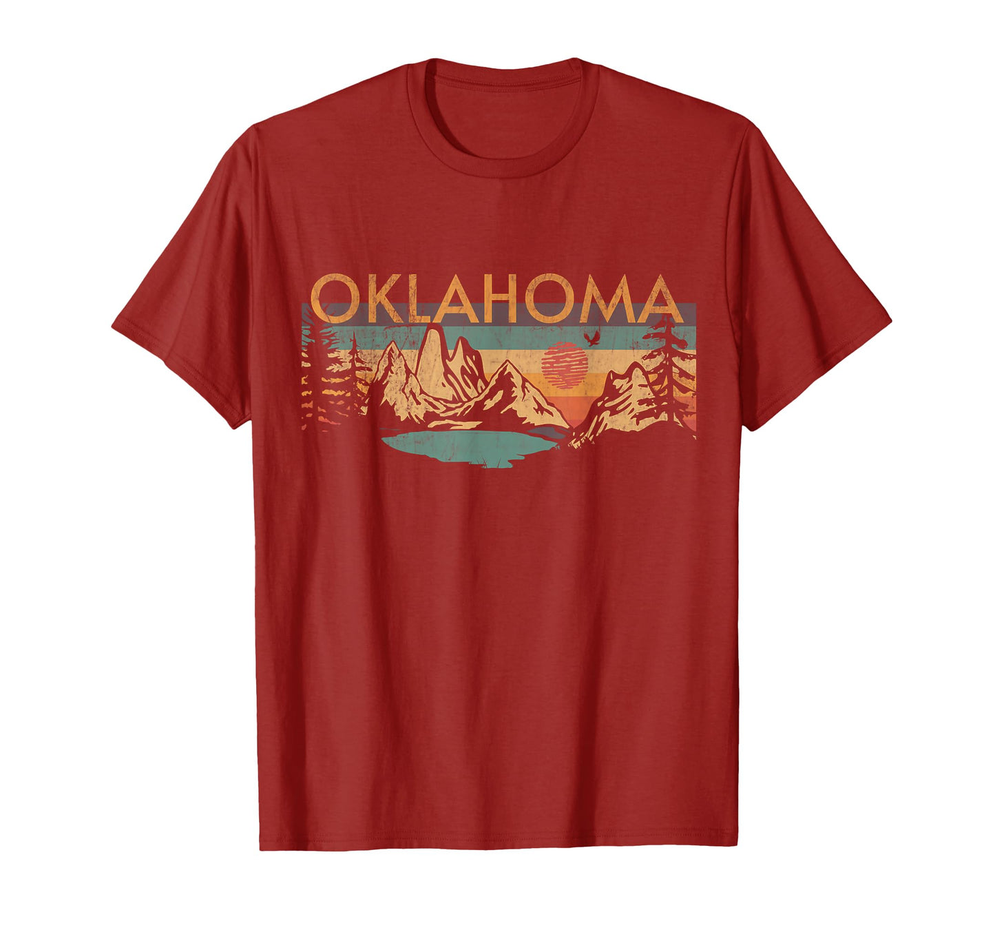 Oklahoma USA Outdoor Vintage Unisex-Adults, Kids Black Cotton, Polyester Retro Crew Neck Short Sleeve T-Shirt Small