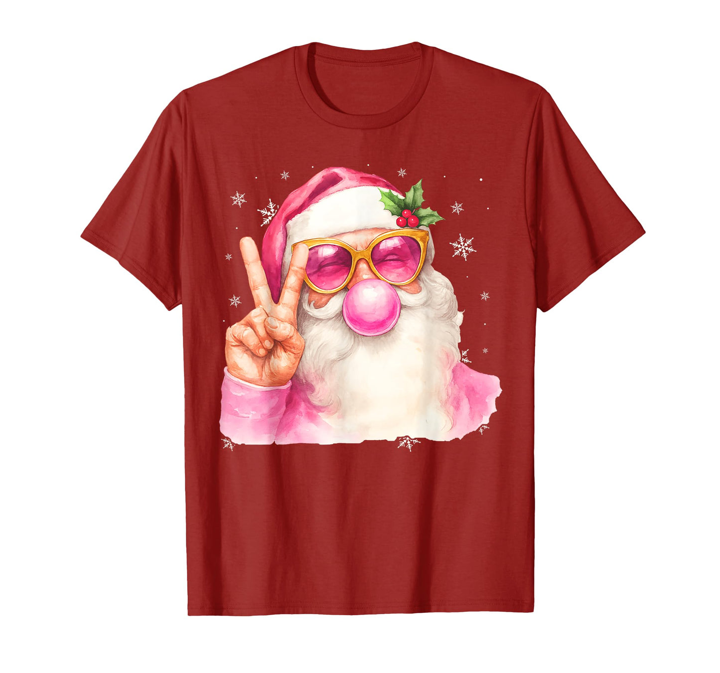 Cute Pink Santa Claus Bubblegum Christmas Xmas Men Women Kid T-Shirt