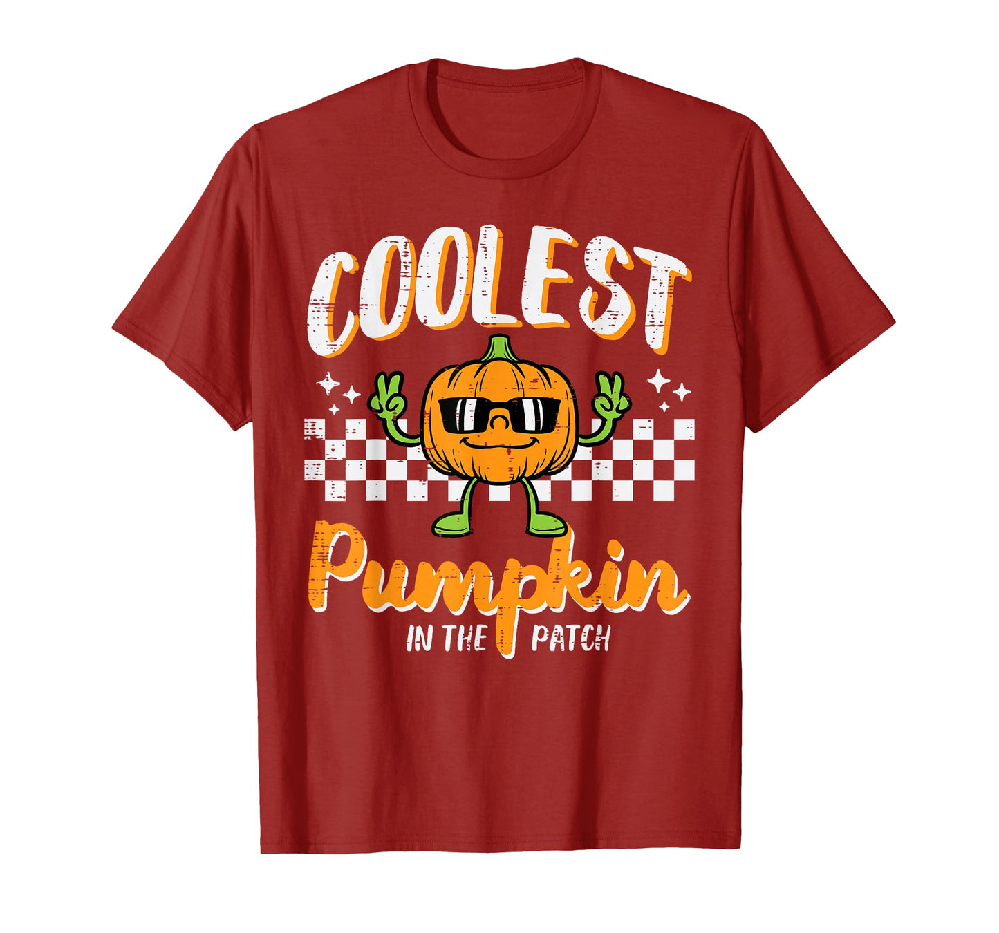 Coolest Pumpkin In Patch Halloween Retro Costume Groovy Boys T-Shirt