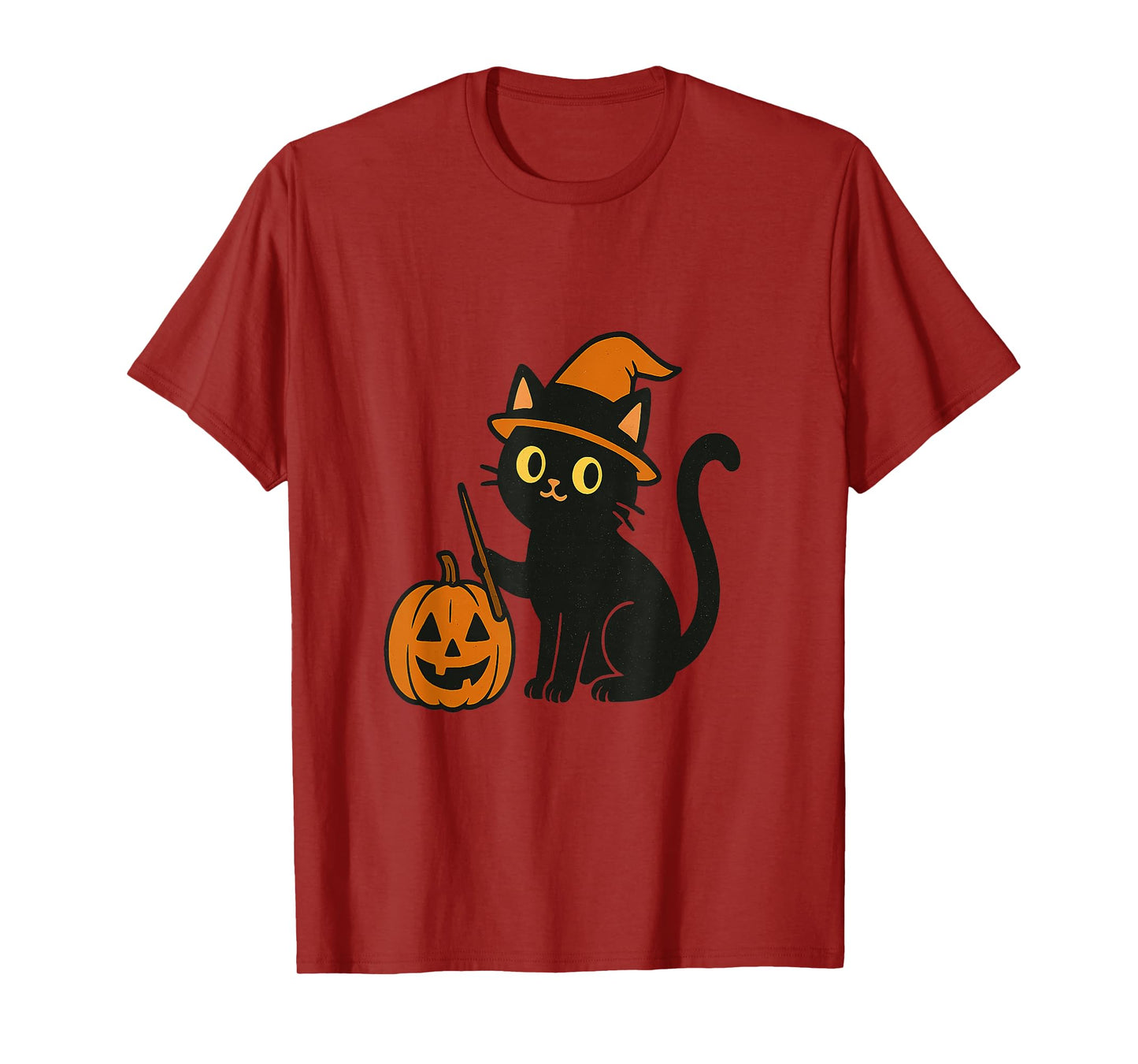 Funny Black Cat Halloween - Cute Witch Hat Pumpkin Costume T-Shirt