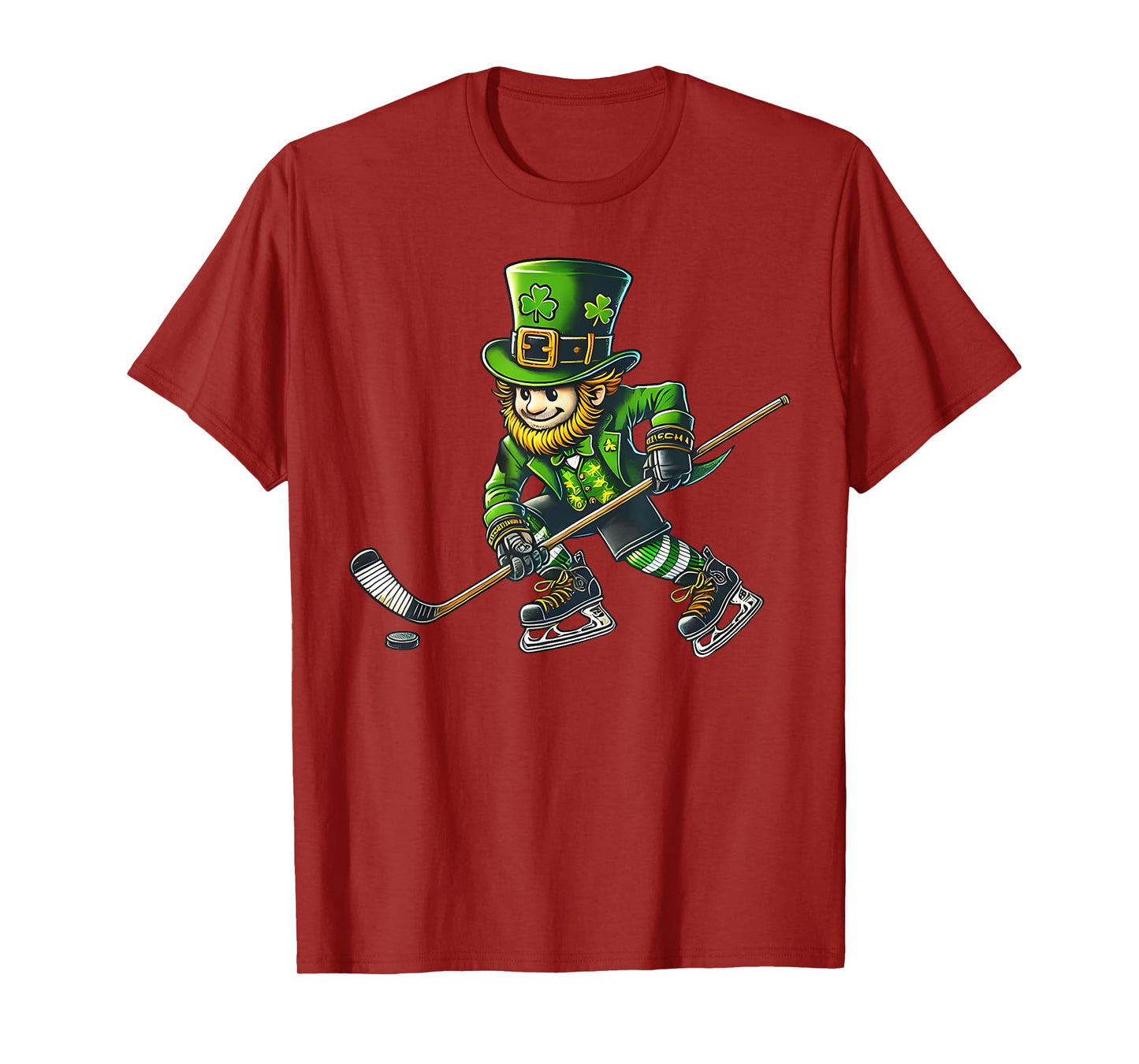 Leprechaun Playing Hockey St Patricks Day Sport Men Boys T-Shirt