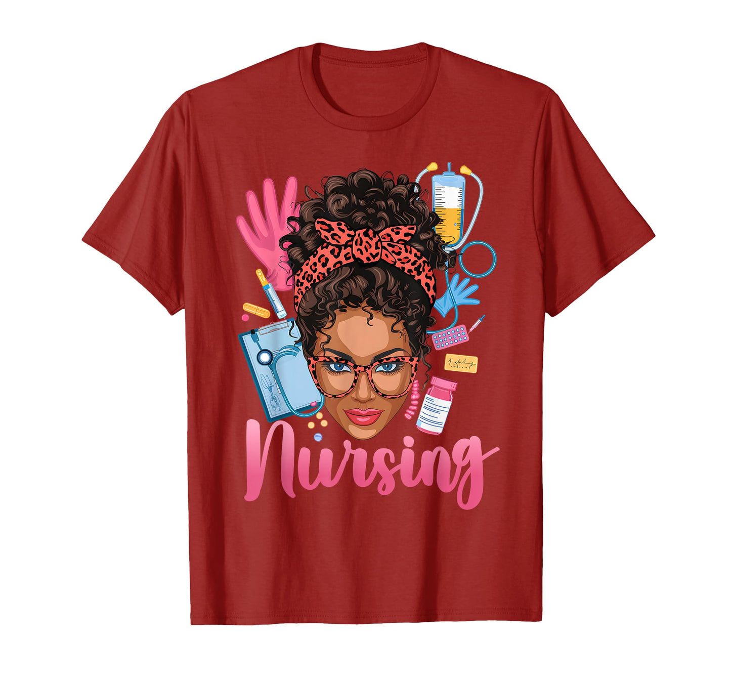 Black Melanin Nurse Black History Month Afro Hair T-Shirt