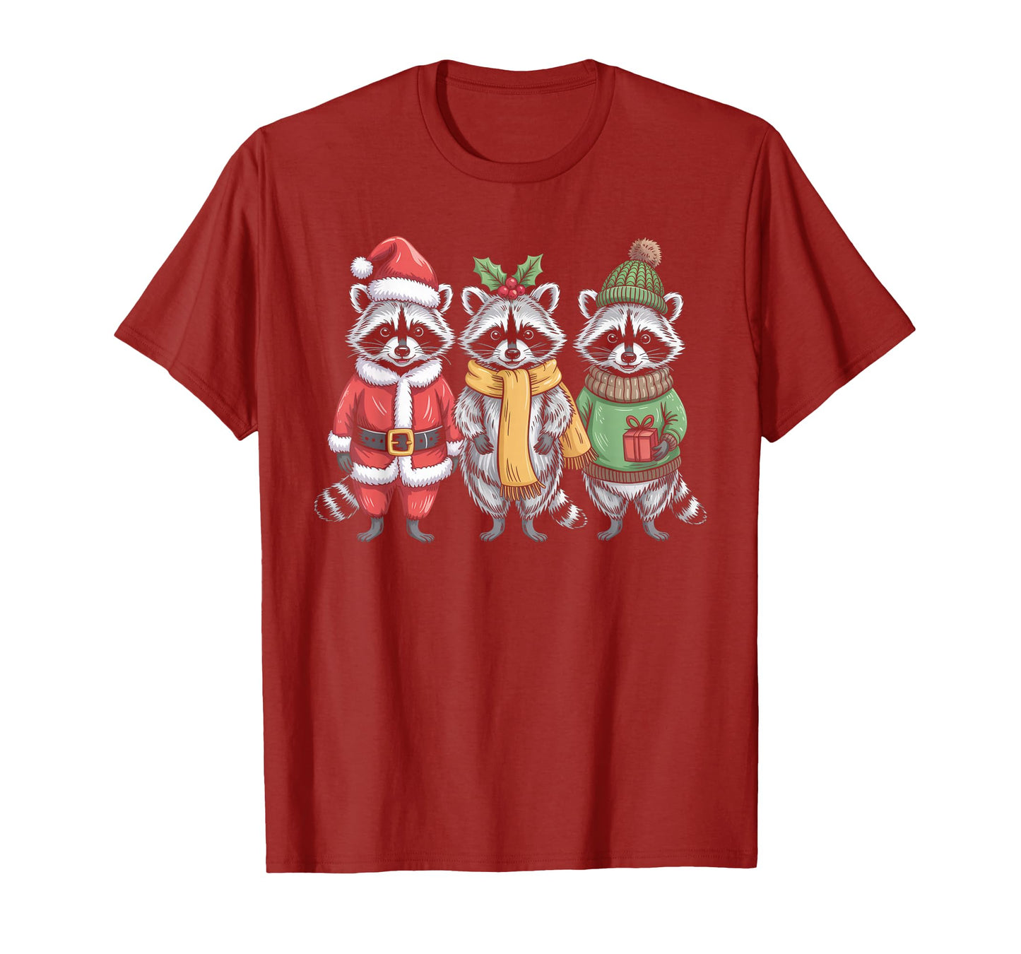 Cute Raccoon Christmas Funny Holiday Santa Claus Animal Gift T-Shirt