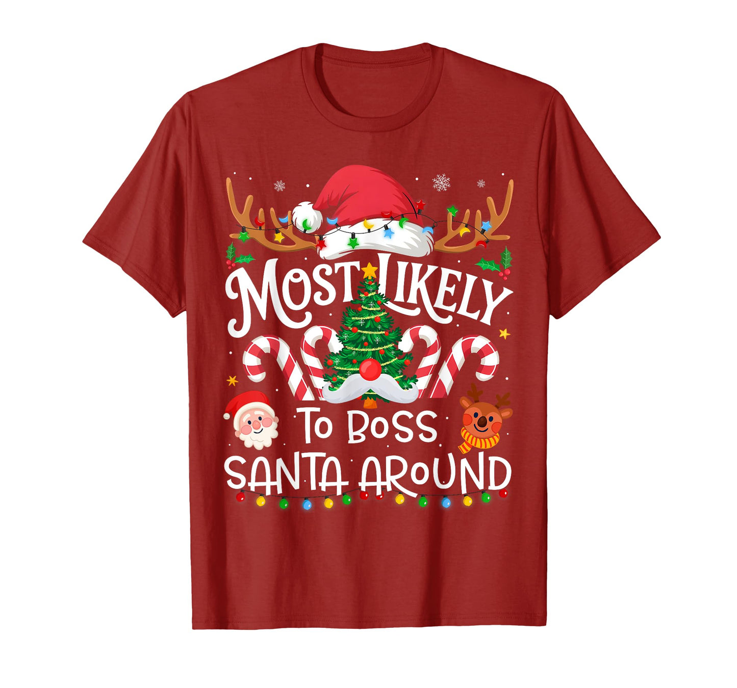 Most Likely to Boss Santa Around Family Matching Christmas T-Shirt
