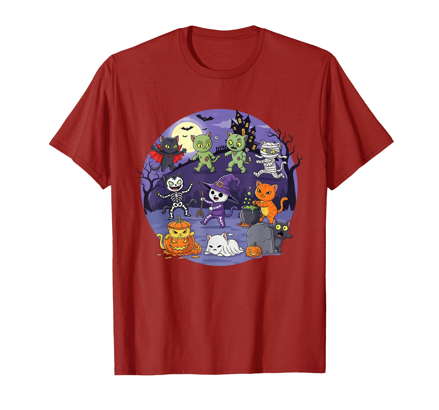 Funny Spooky Halloween Cats Costume Party Design T-Shirt