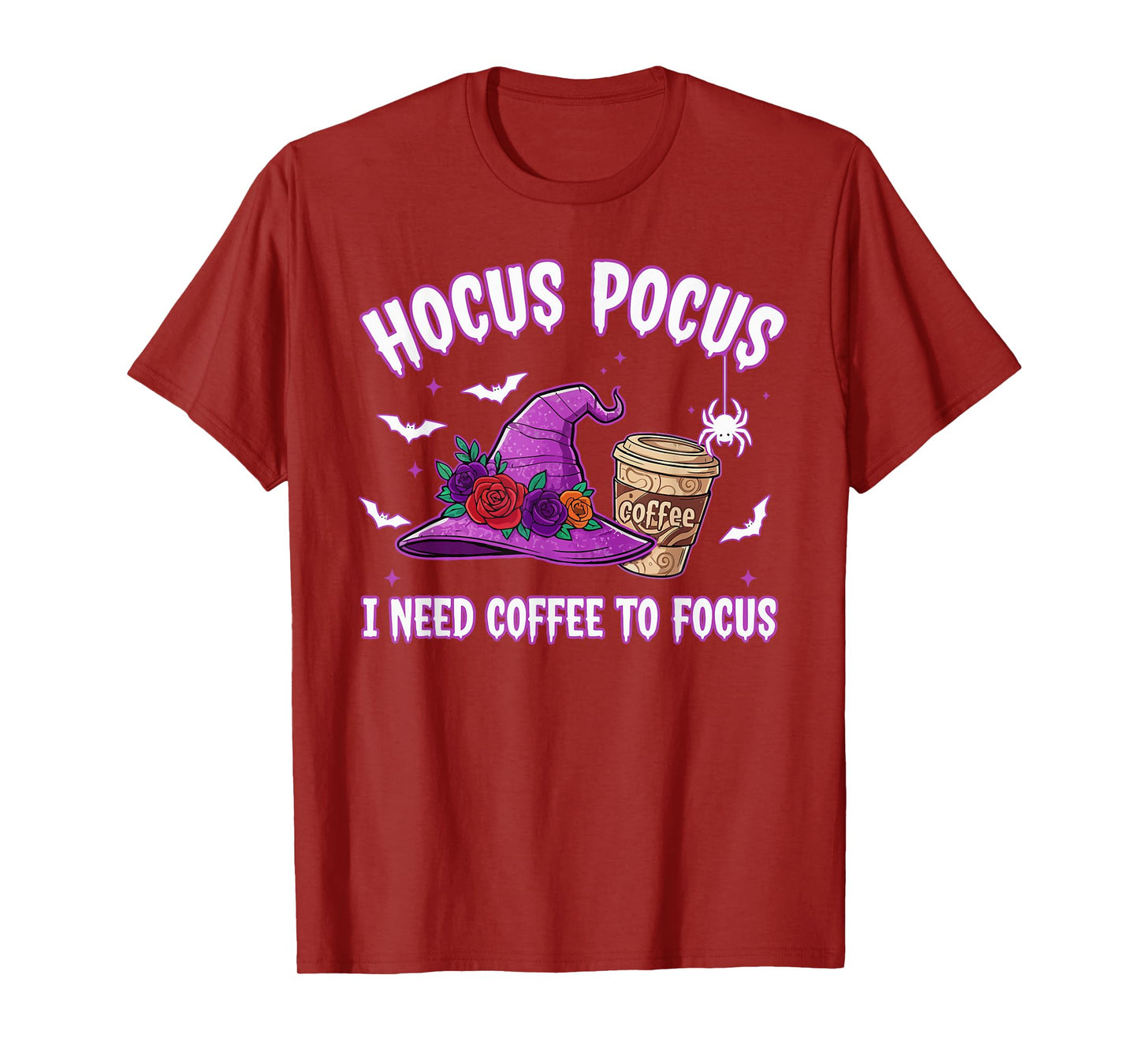 Hocus Pocus I Need Coffee to Focus Halloween Funny Teacher T-Shirt