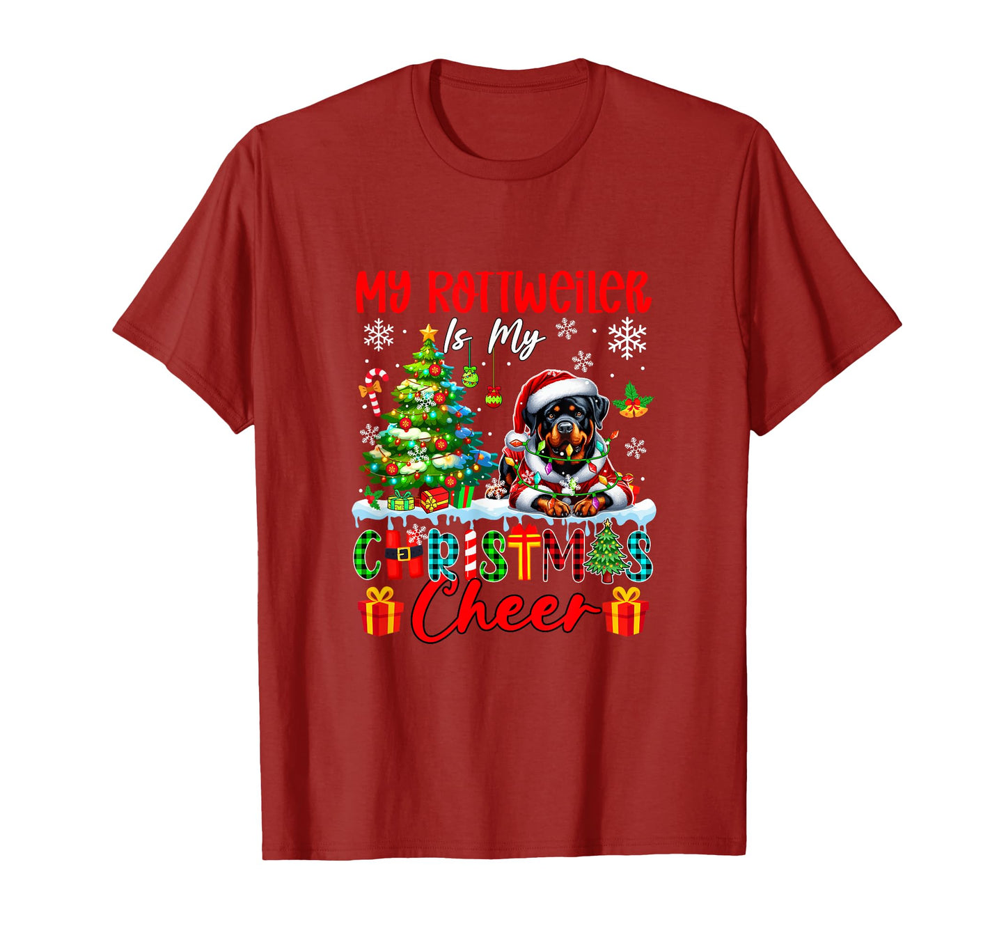 My Rottweiler is My Xmas Cheer Funny Santa Dog Owner Kids T-Shirt