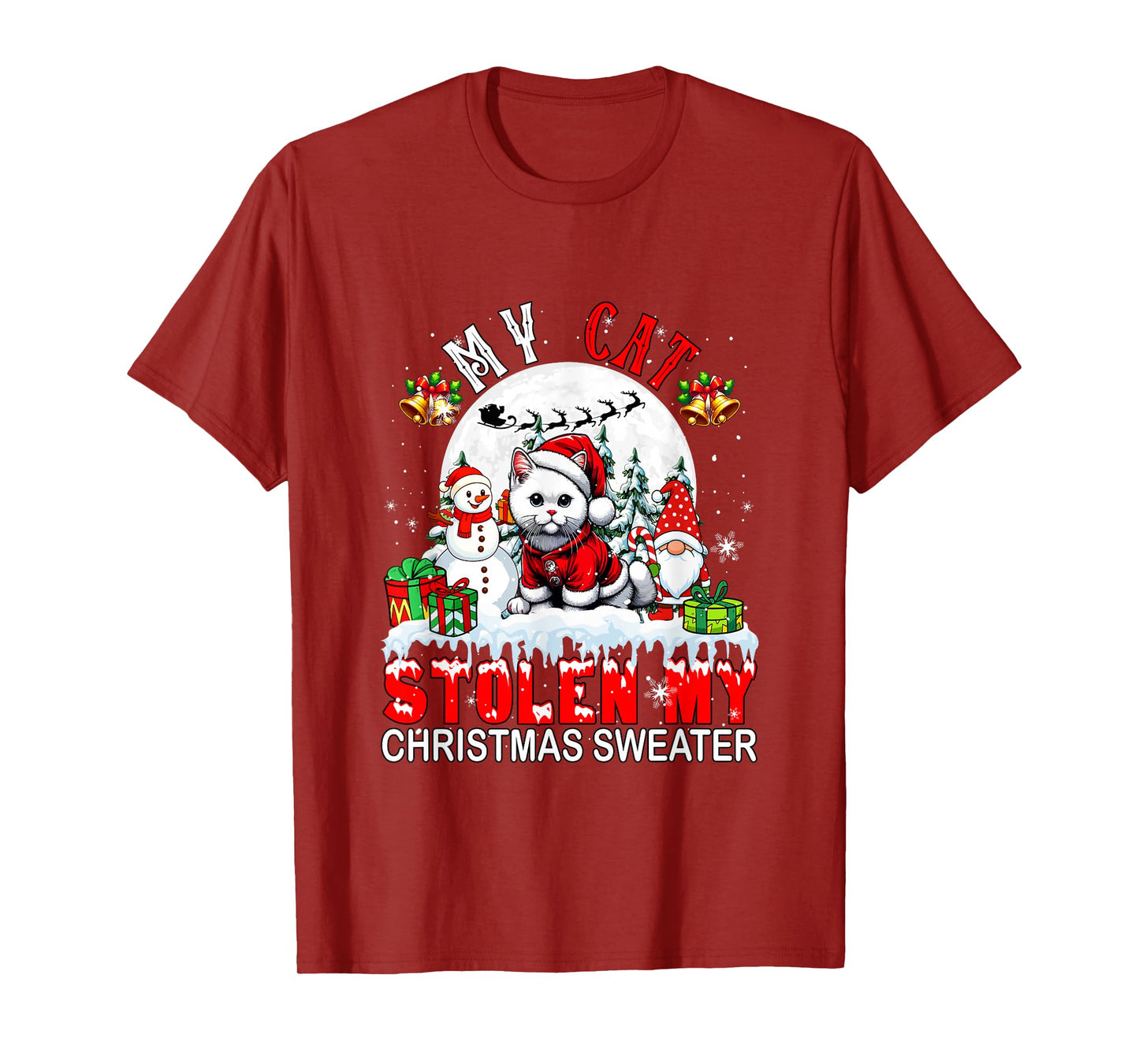 My Cat Stolen My Christmas Sweater Santa Dog Owner T-Shirt