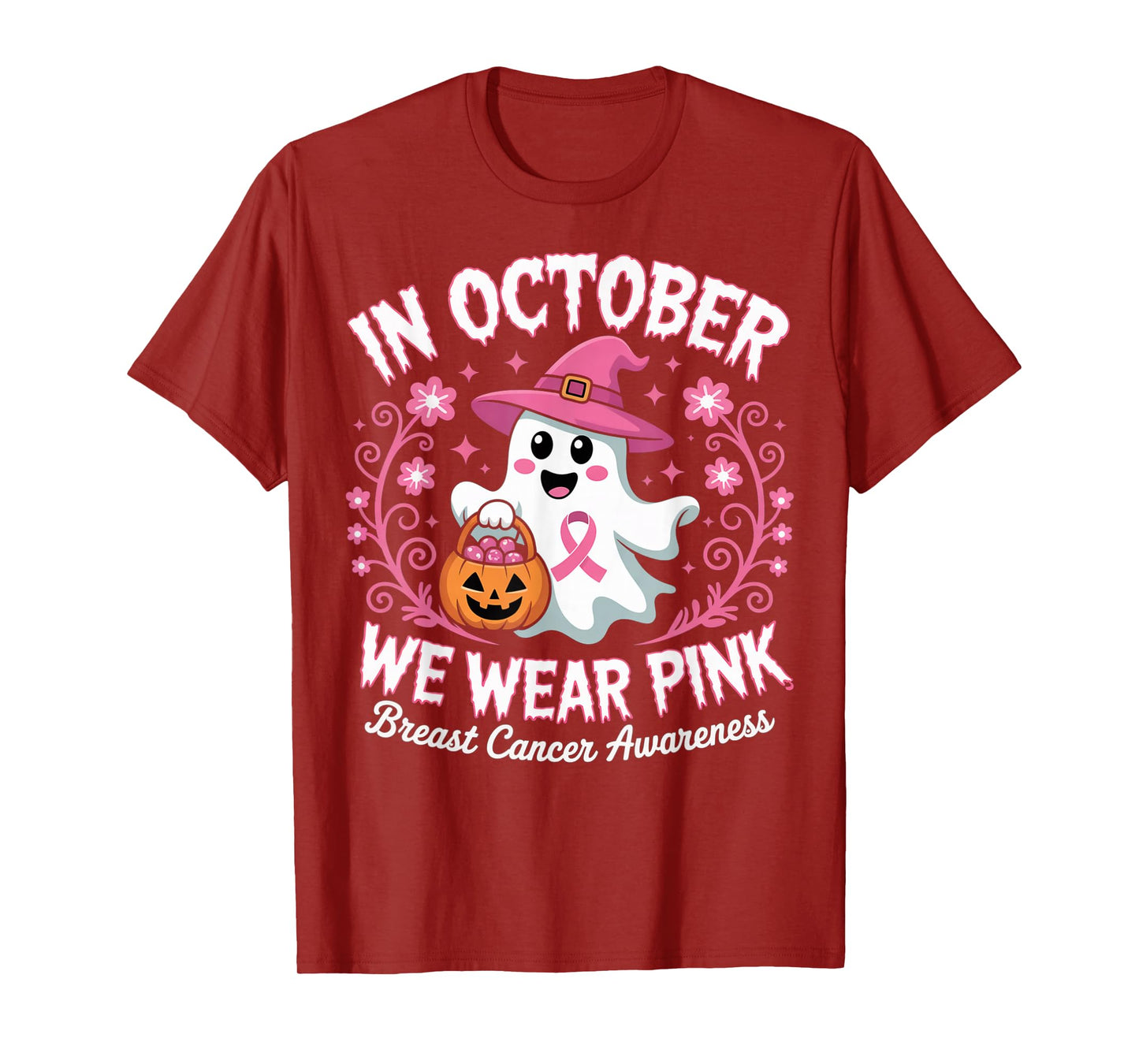 Breast Cancer Women Halloween in October We Wear Pink T-Shirt
