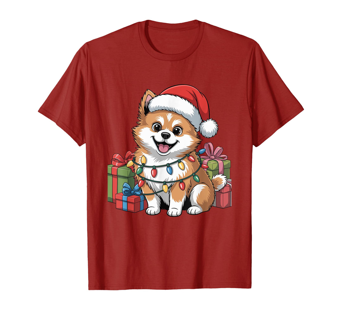 Cute Spitz Christmas Xmas Design Funny Dog Lover Holiday T-Shirt