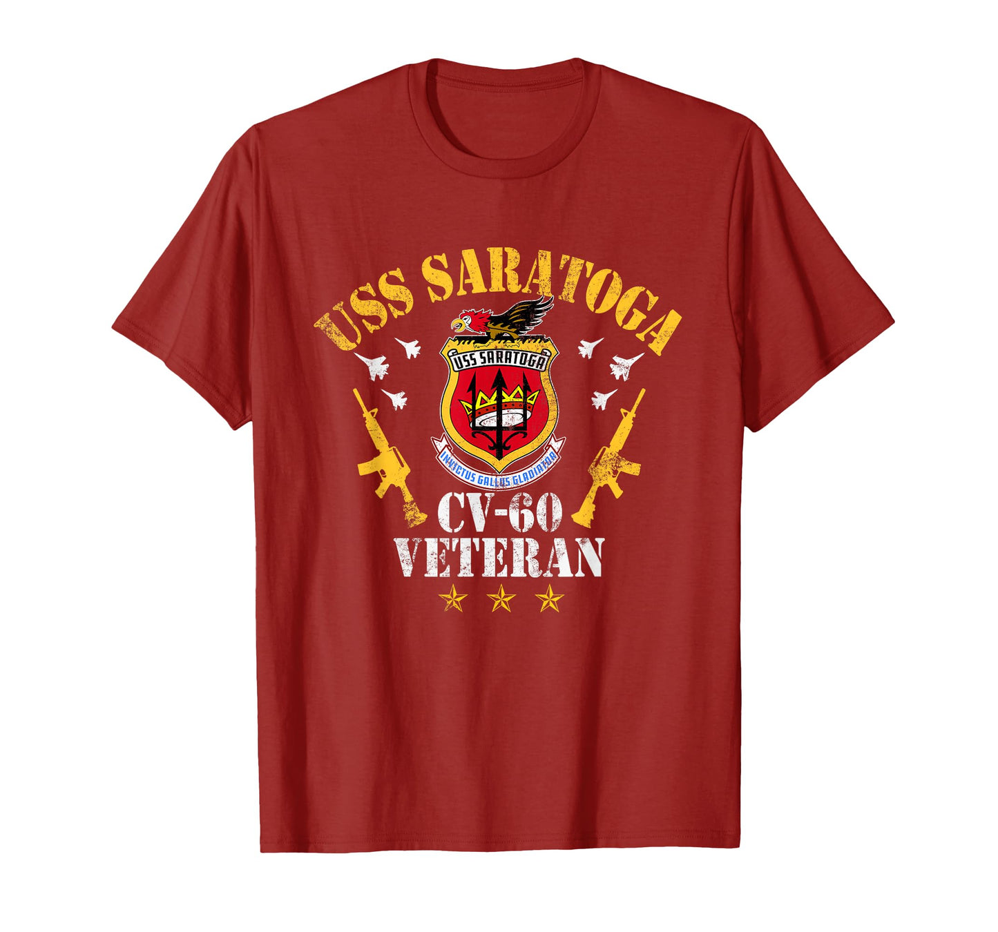 USS Saratoga CV-60 Aircraft Carrier Veteran Flag Vintage Men T-Shirt