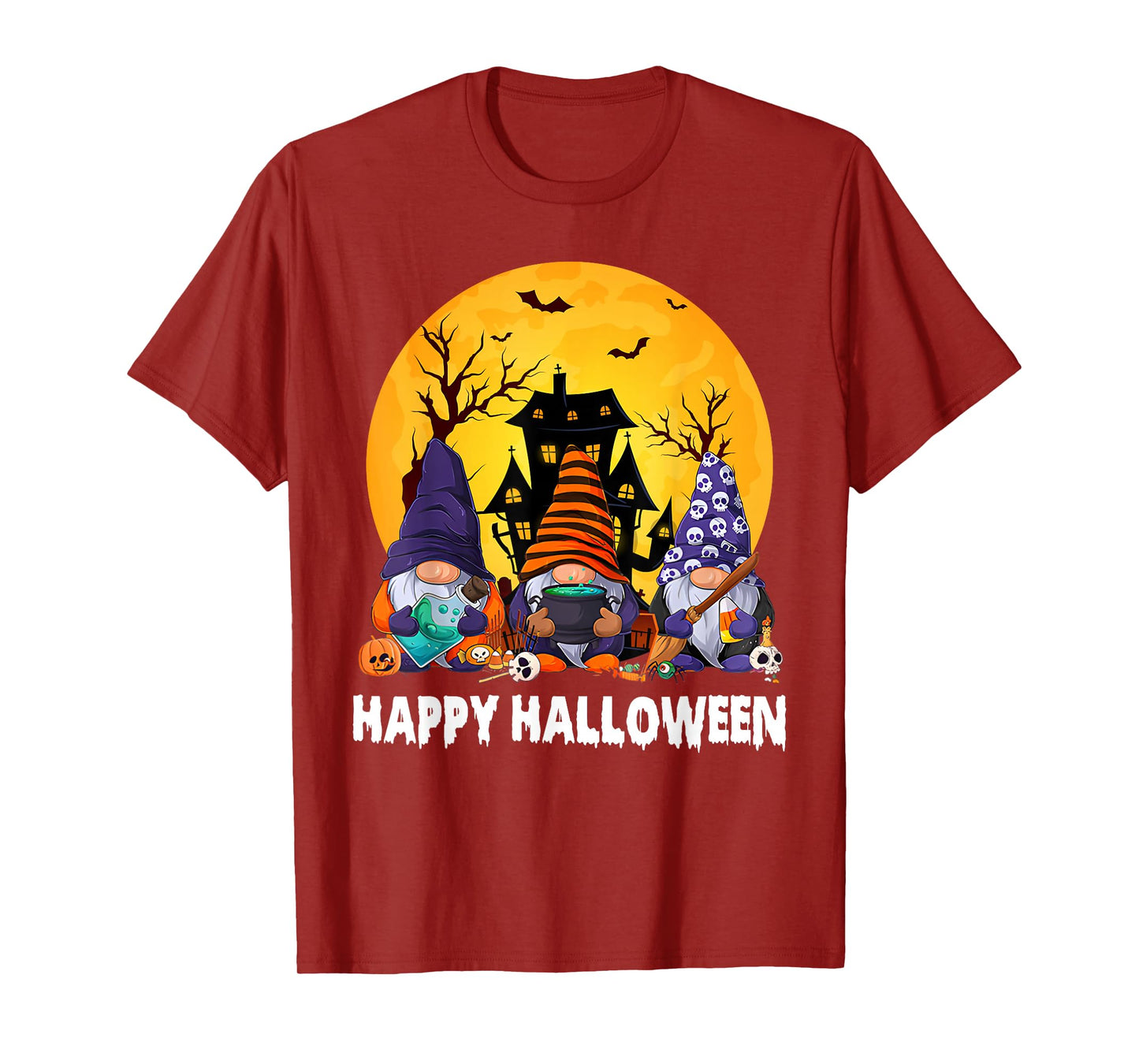 Vintage Retro Happy Halloween Witchy Gnomes Spooky Season T-Shirt