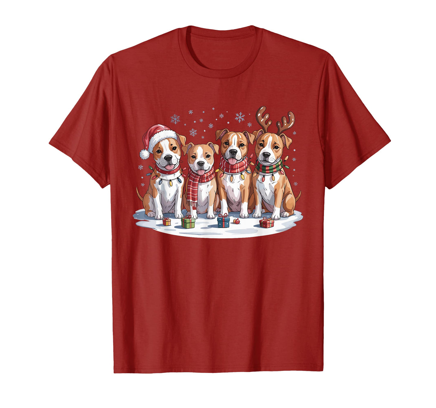 American Staffordshire Christmas Funny Puppies Dog Lovers T-Shirt
