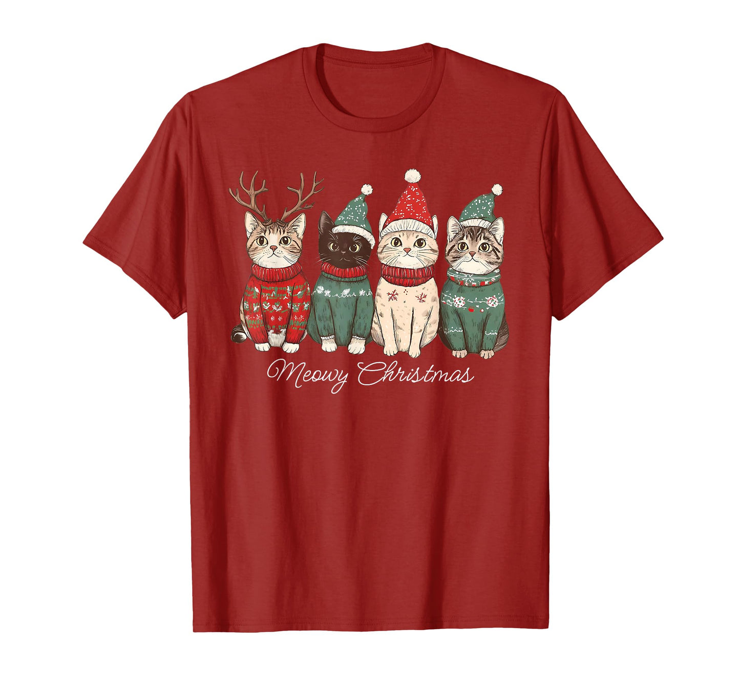 Meowy Christmas Cute Cats Santa Squad Xmas Pajamas Holiday T-Shirt