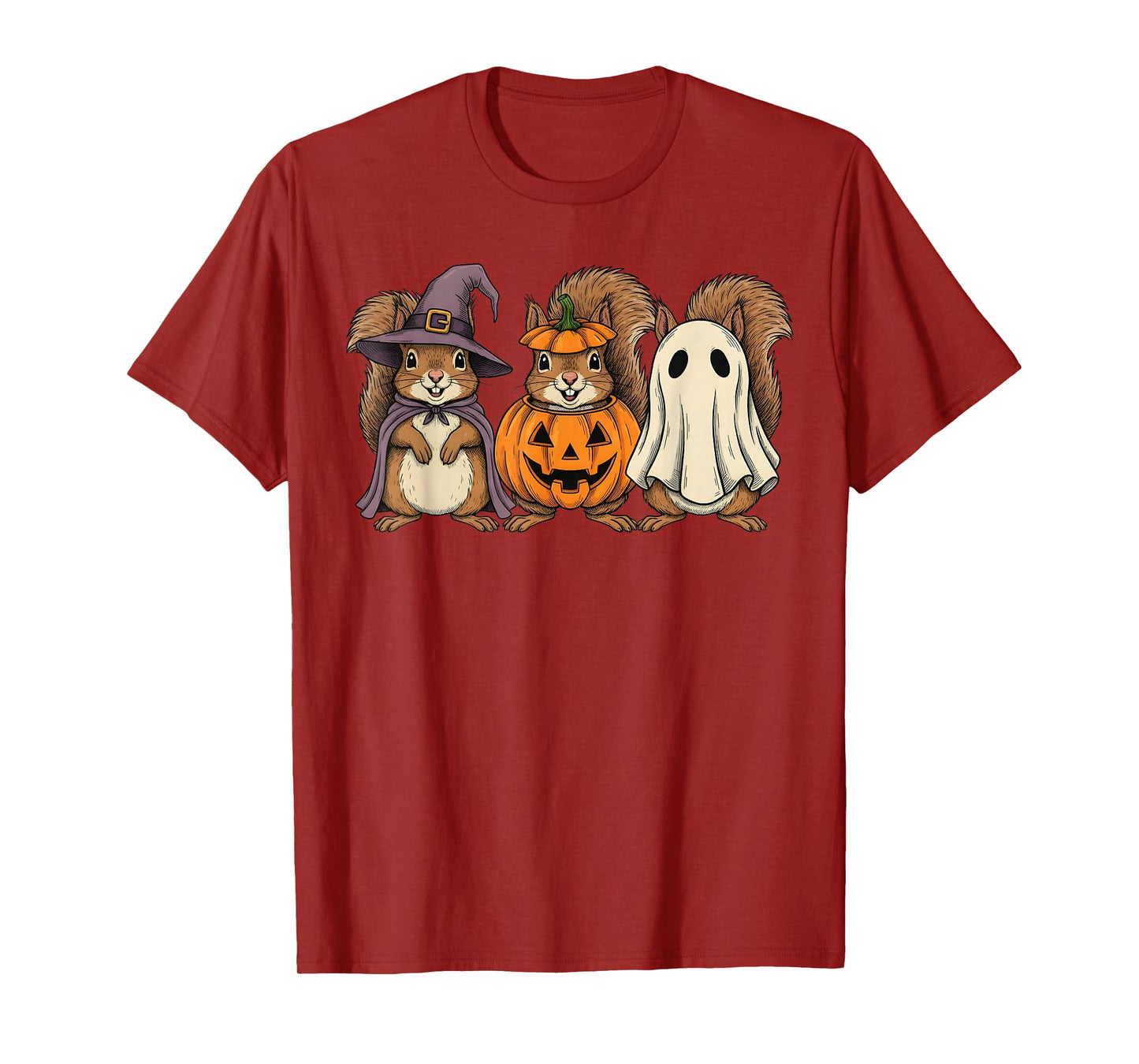 Spooky Ghost Squirrel Lover Pumpkin Halloween T-Shirt