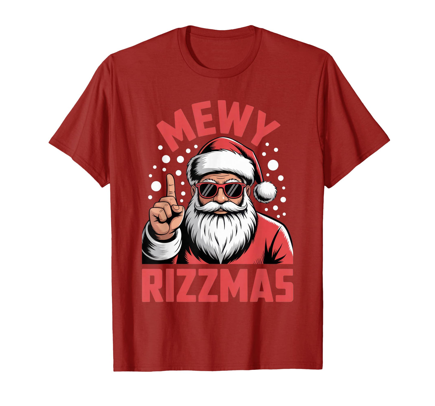 Mewy Rizzmas Fun Santa Enthusiasts Humor Christmas Party T-Shirt