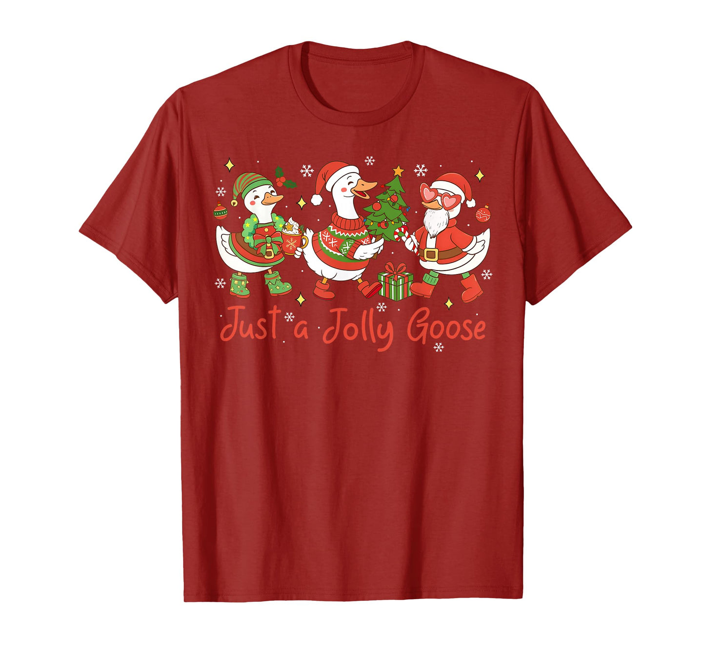 Just A Jolly Goose Santa Cute Bow Christmas Men Women Kid T-Shirt