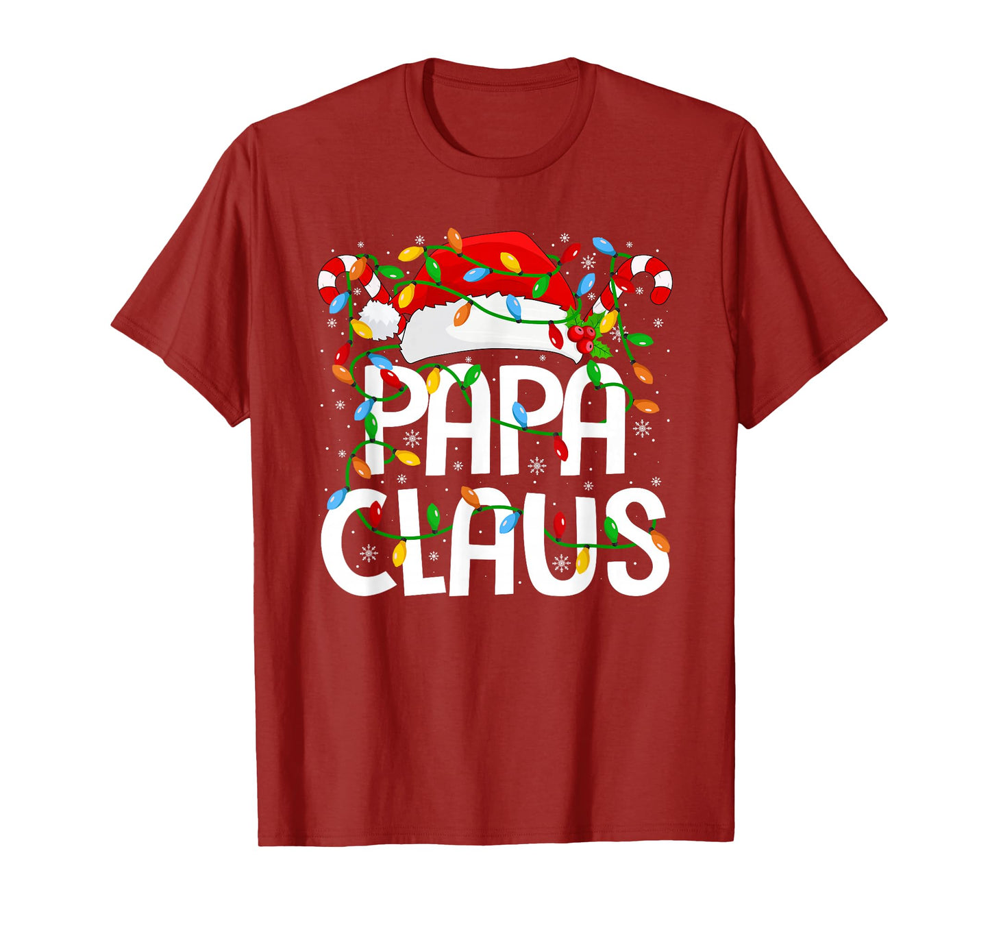 Papa Claus Xmas Lights Matching Family Santa Christmas T-Shirt