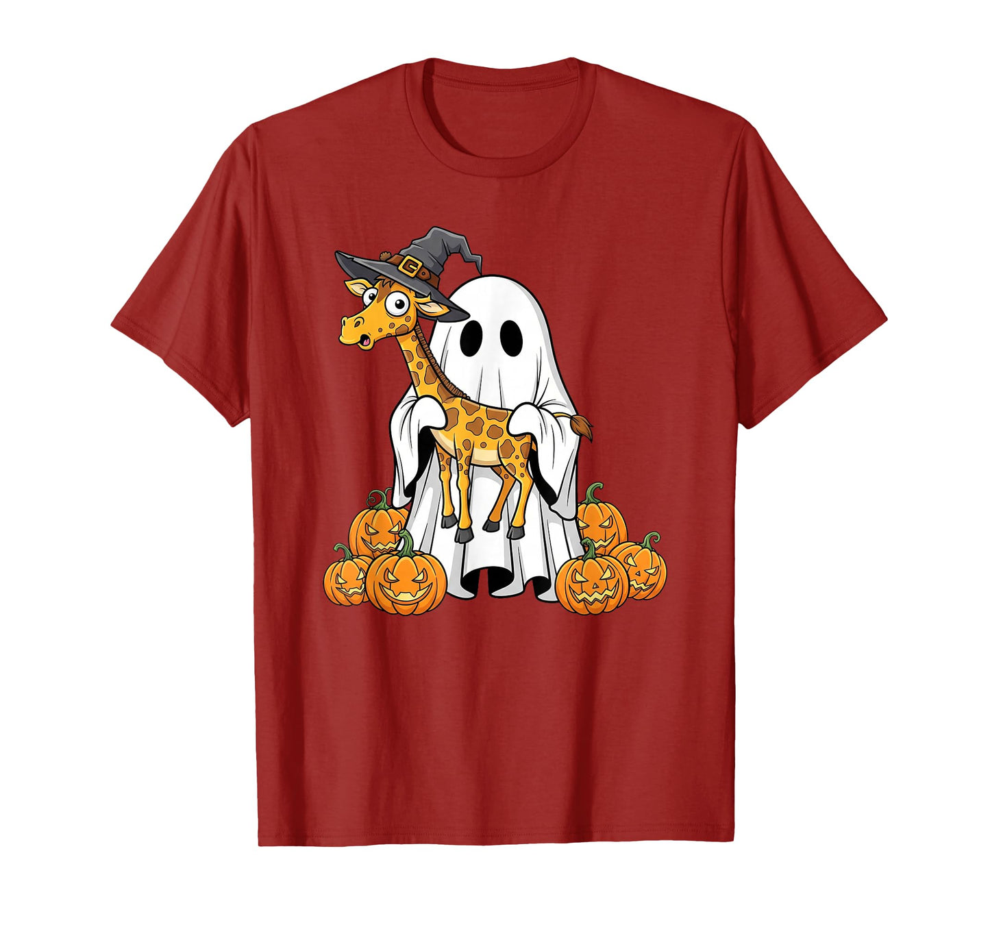 Funny Ghost Giraffe Pumpkin Halloween Kids Mens Womens T-Shirt
