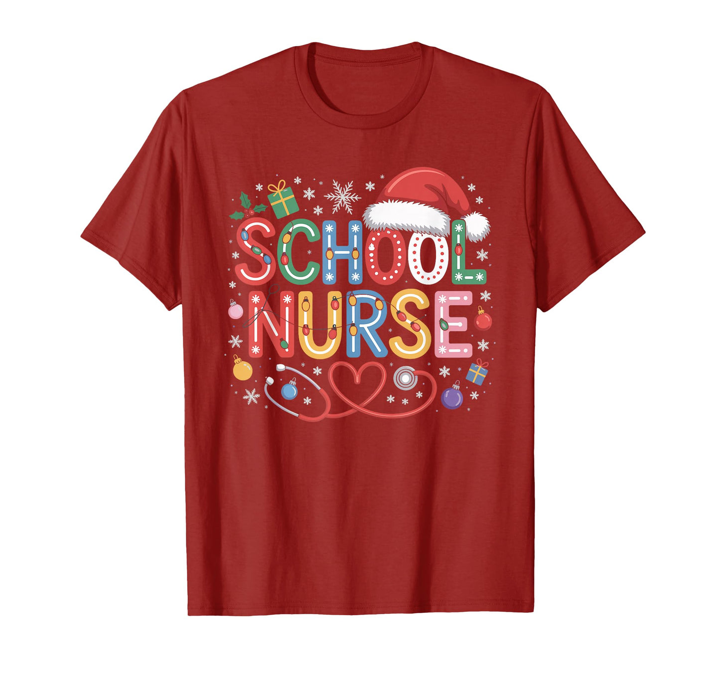 School Nurse Christmas Santa Cap Nursing Humor Xmas T-Shirt