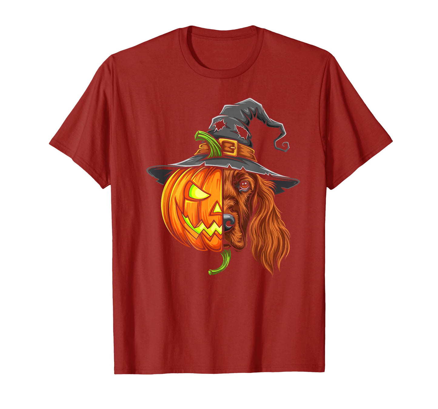Irish Setter Pumpkin Jack O Lantern Halloween Mens Womens T-Shirt