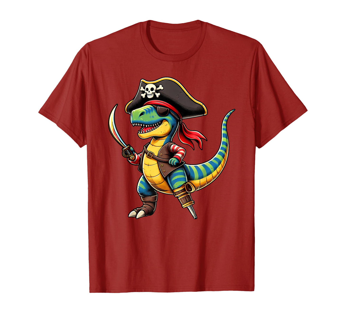 Funny Halloween Boys Kids Toddlers Dinosaur Trex Pirate T-Shirt