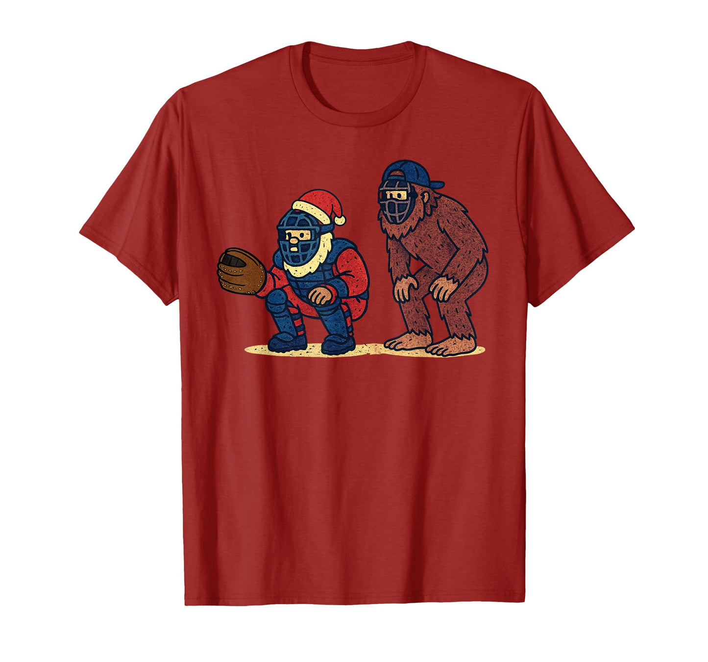 Santa Claus Playing Baseball Xmas Sasquatch Christmas T-Shirt