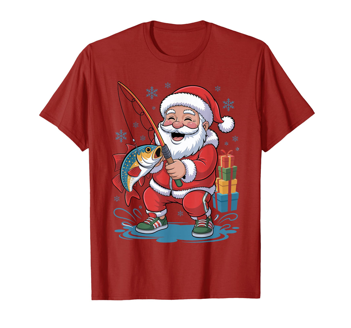 Fisherman Santa Funny Fishing Lovers Xmas Christmas Pajama T-Shirt