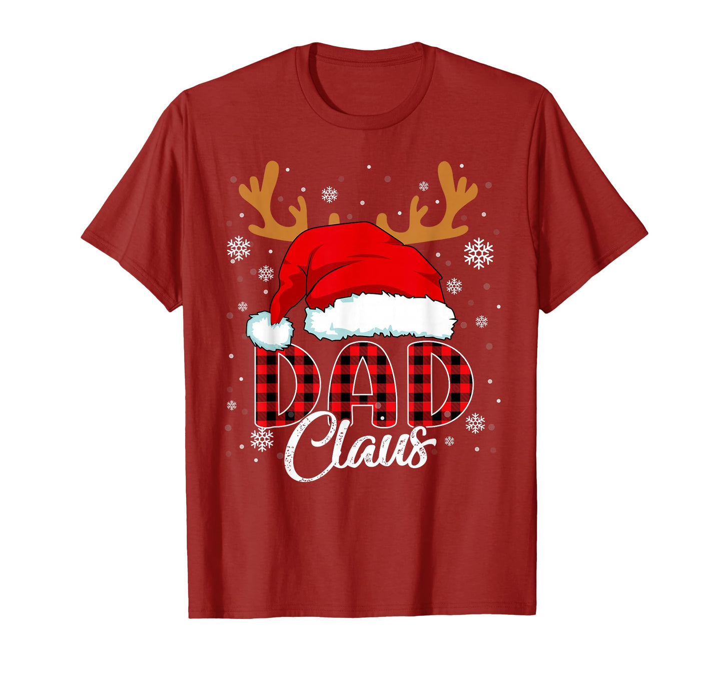 Dad Claus Santa Hat Christmas Red Plaid Matching Family T-Shirt