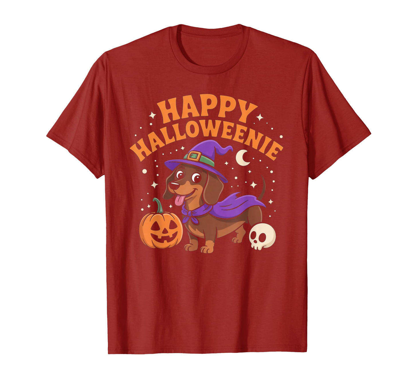 Dachshund Weiner Dog Witch Happy Halloweenie T-Shirt