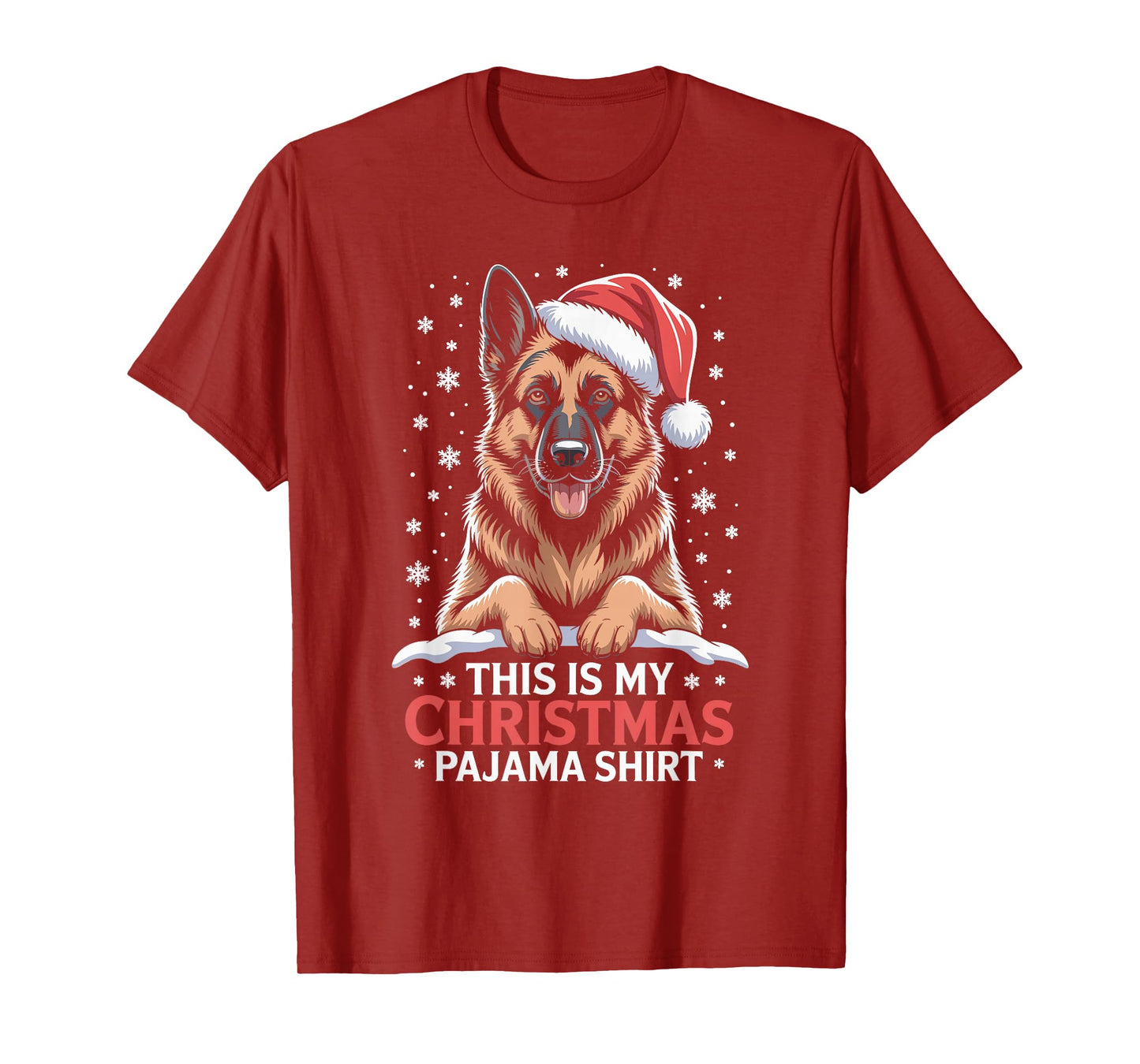 German Shepherd Santa Hat Christmas Dog Holiday Humor T-Shirt
