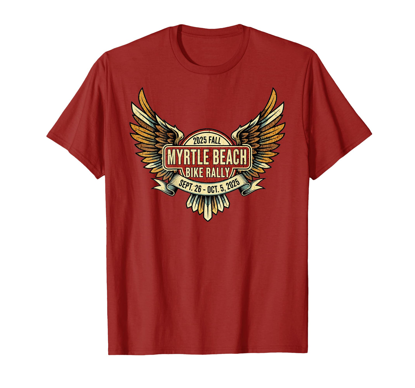 2025 Fall Myrtle Beach Bike Rally with Vintage Art ON Back T-Shirt