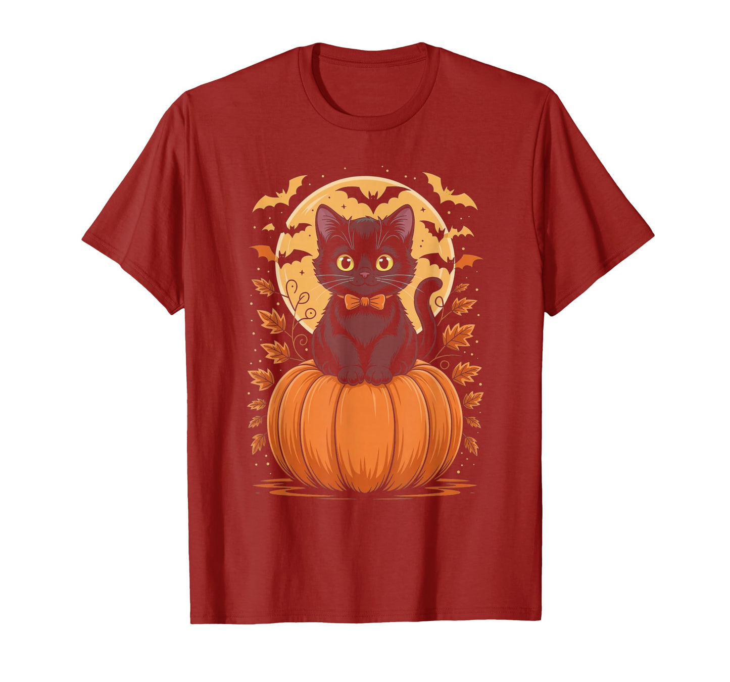 Retro Black Cat Pumpkin Halloween Costume Fall Autumn Gifts T-Shirt
