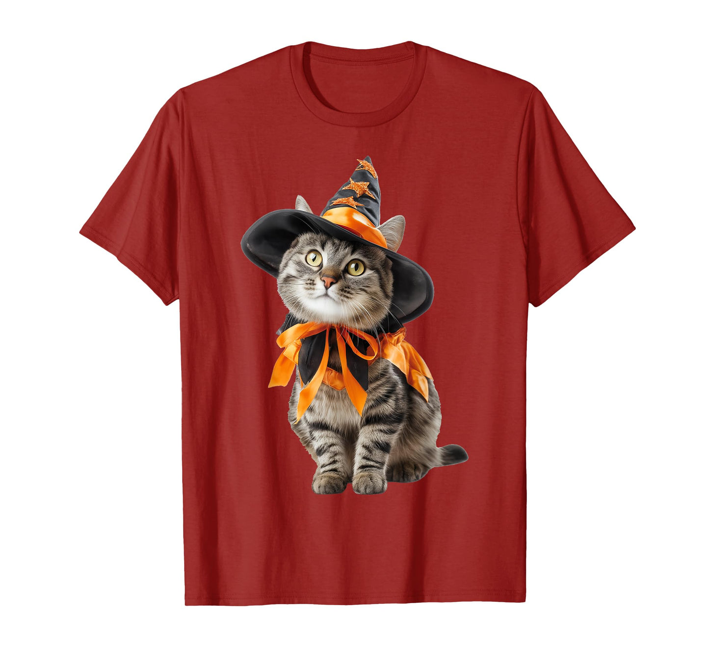 Cat Wearing Witch Wizard Costume Funny Halloween Graphic T-Shirt