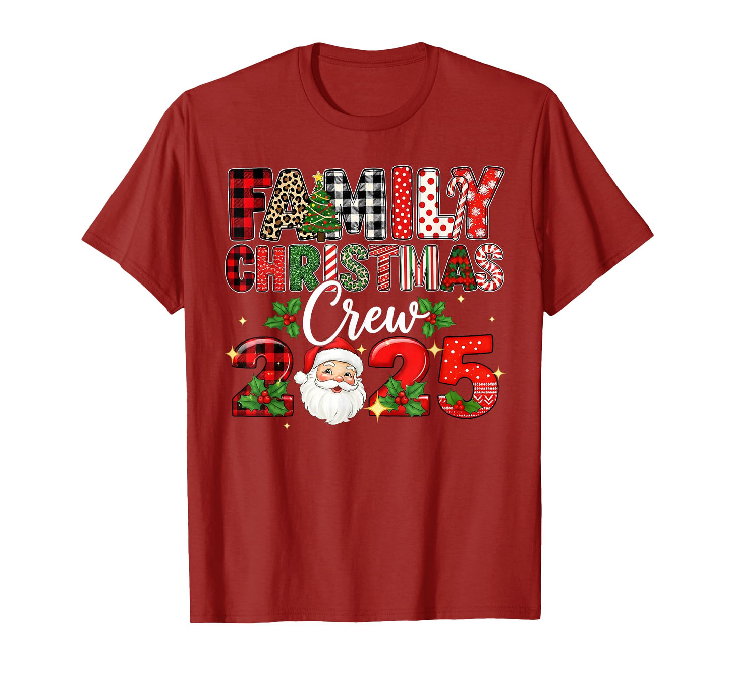 Family Christmas Crew 2025 Xmas Santa Squad Pajamas Holiday T-Shirt