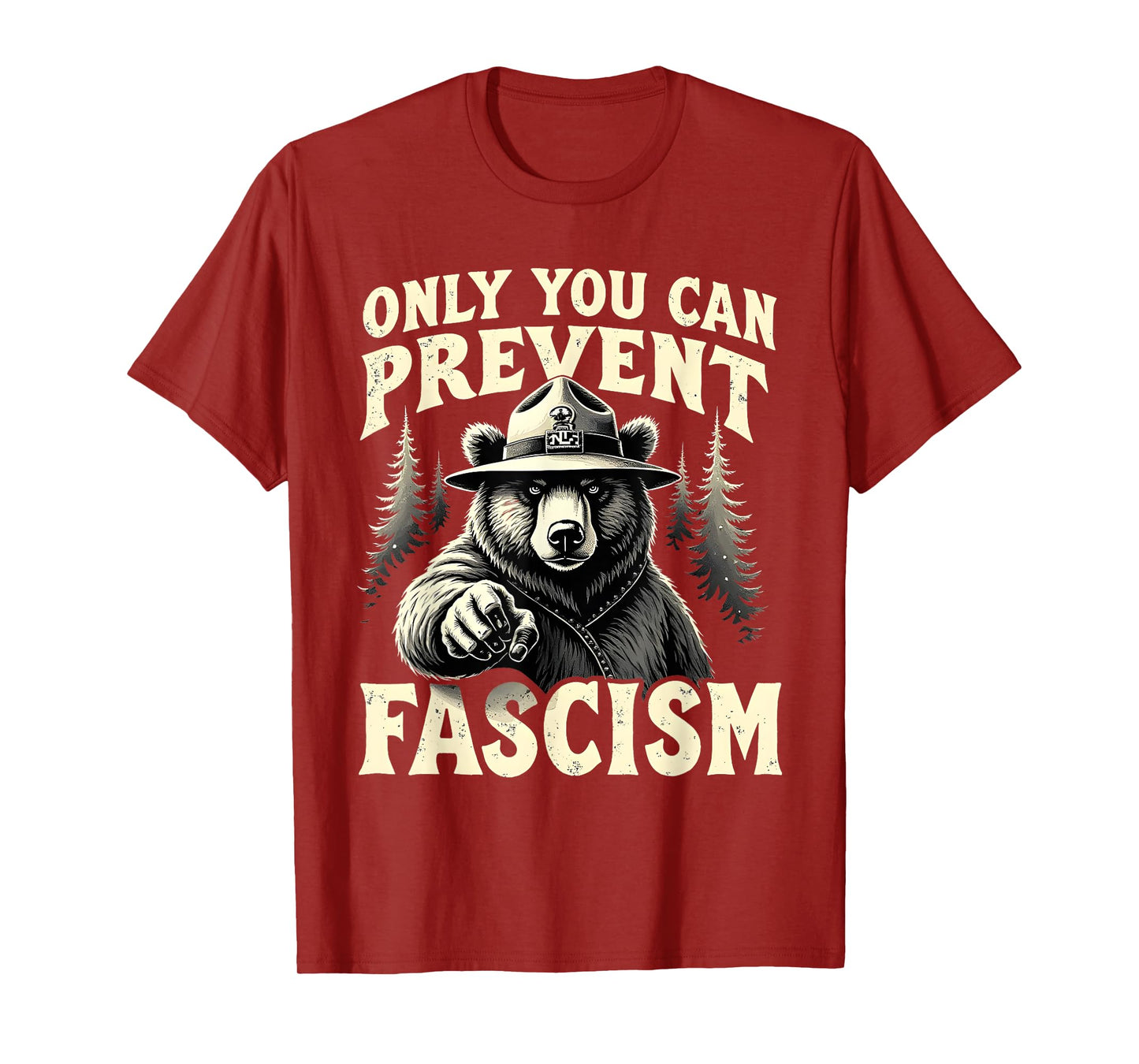Bear Forest Political Satire Prevent Fascism Vintage Style T-Shirt