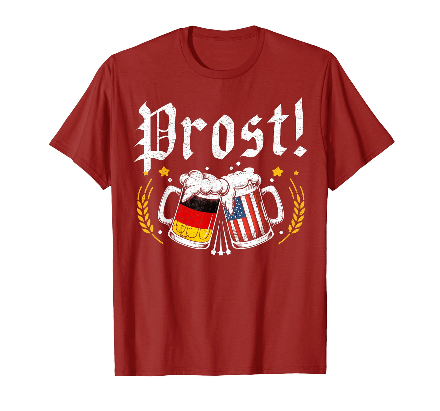 Oktoberfest Drinking Men Women Vintage German USA Flag Prost T-Shirt