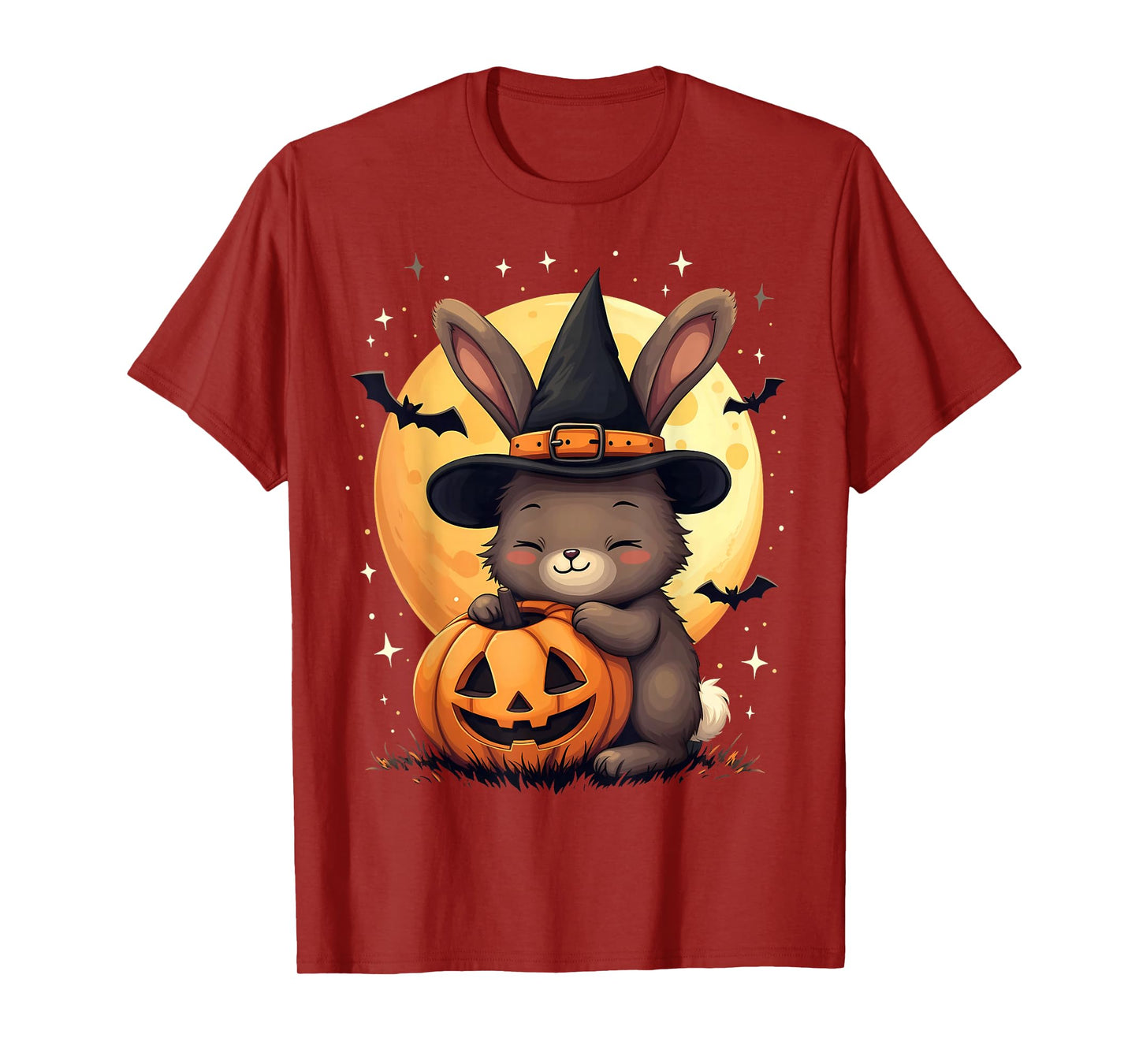 Halloween Bunny Witch Hat Pumpkin Spooky T-Shirt