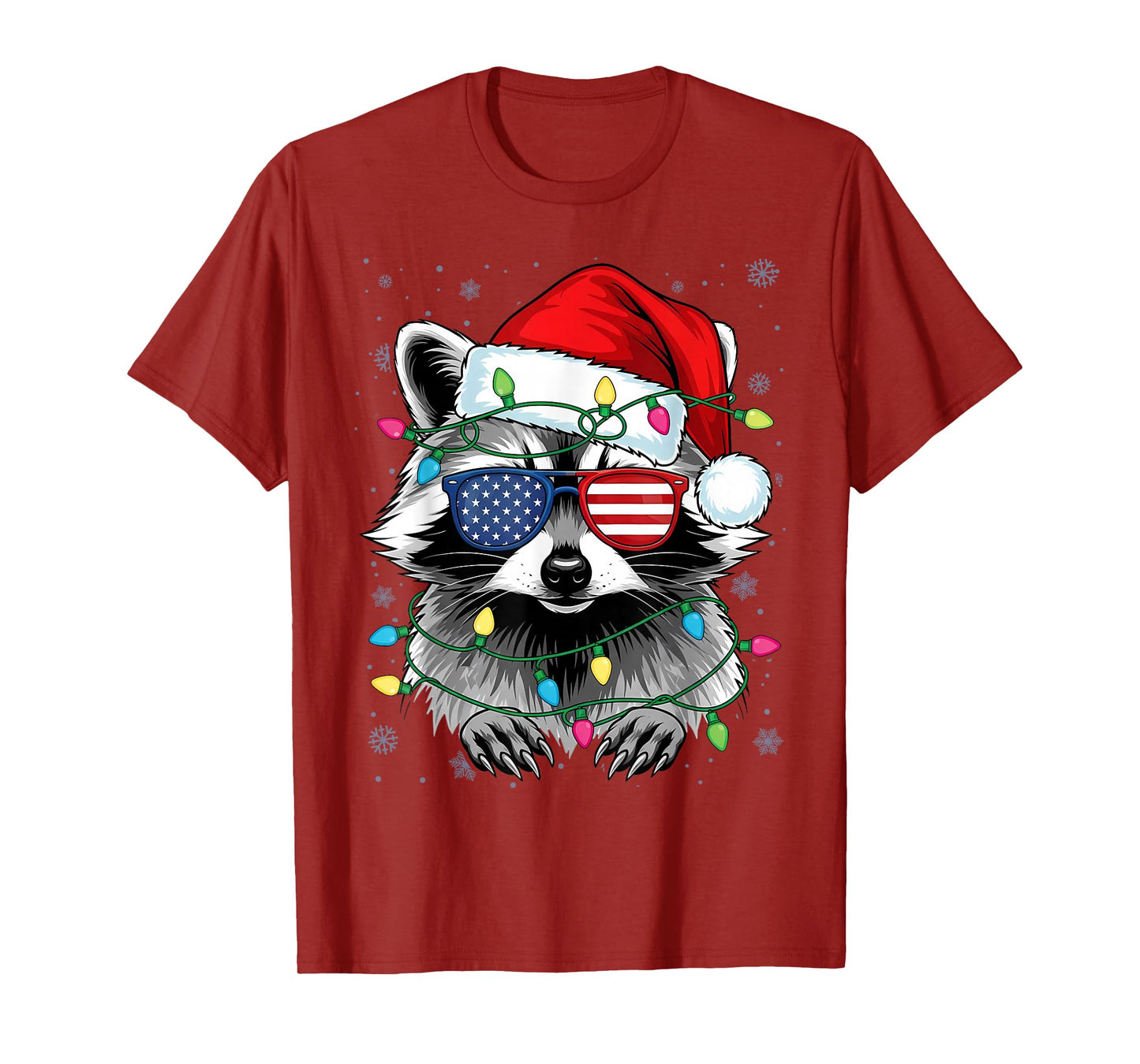 Christmas Lights Raccoon Santa Funny Tree T-Shirt
