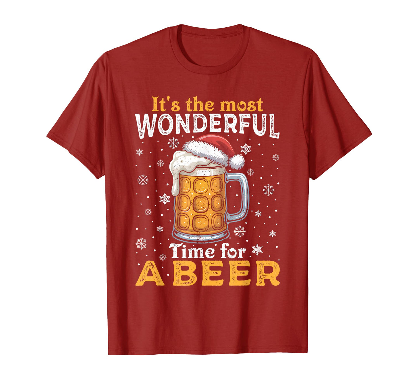 Funny Christmas Pajama Outfit Men Women Beer Mug Santa Hat T-Shirt