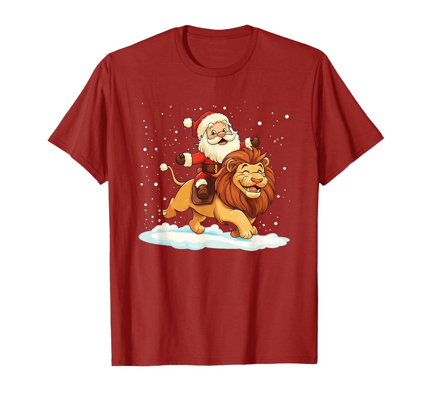 Hilarious Santa Claus on a Festive Lion Adventure T-Shirt